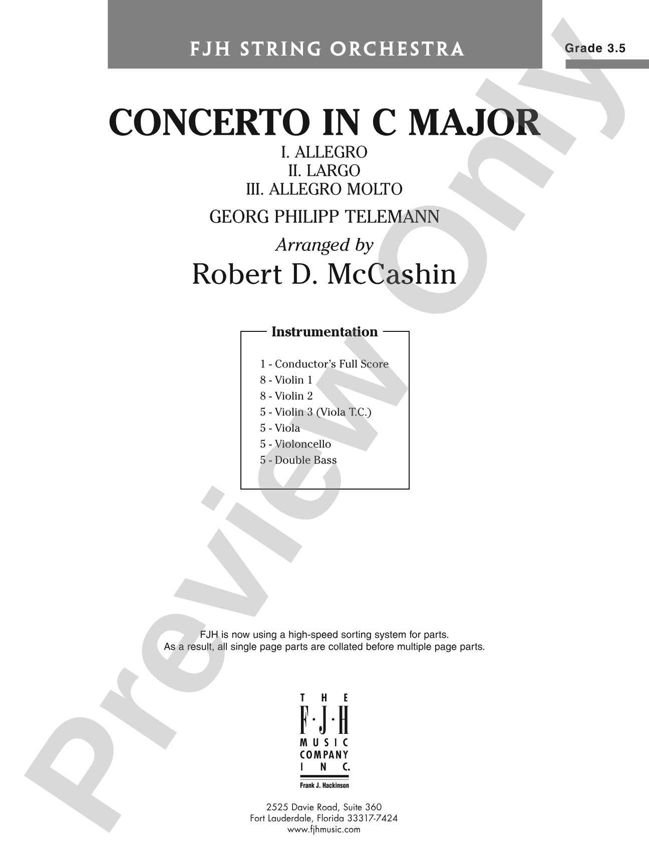 Concerto in C Major: String Orchestra Conductor Score & Parts