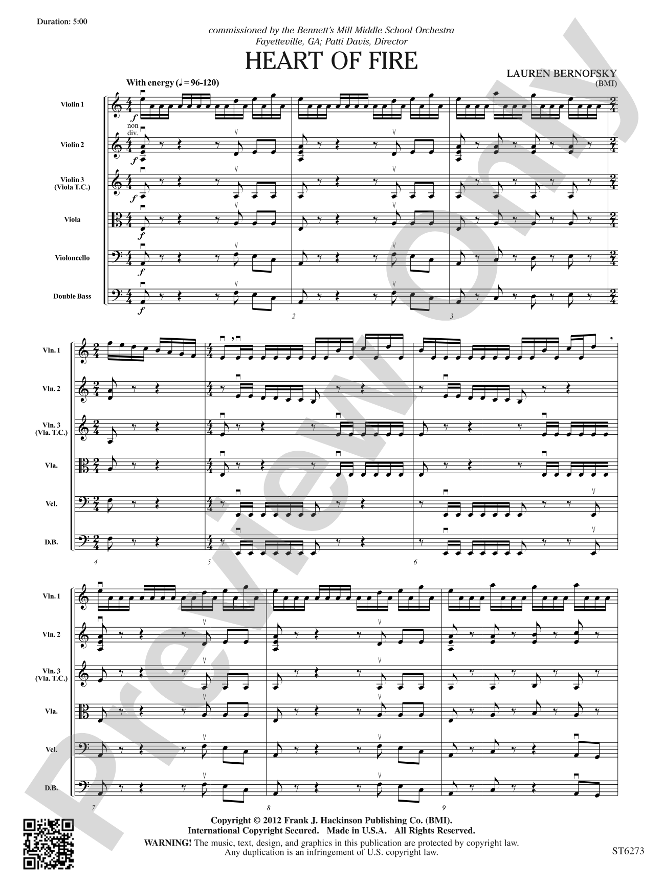 Heart of Fire: String Orchestra Conductor Score & Parts