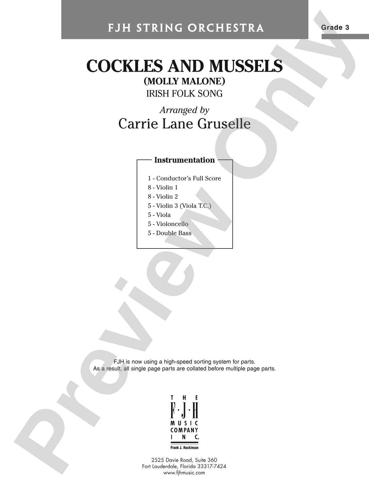 Cockles and Mussels (Molly Malone): String Orchestra Conductor Score & Parts