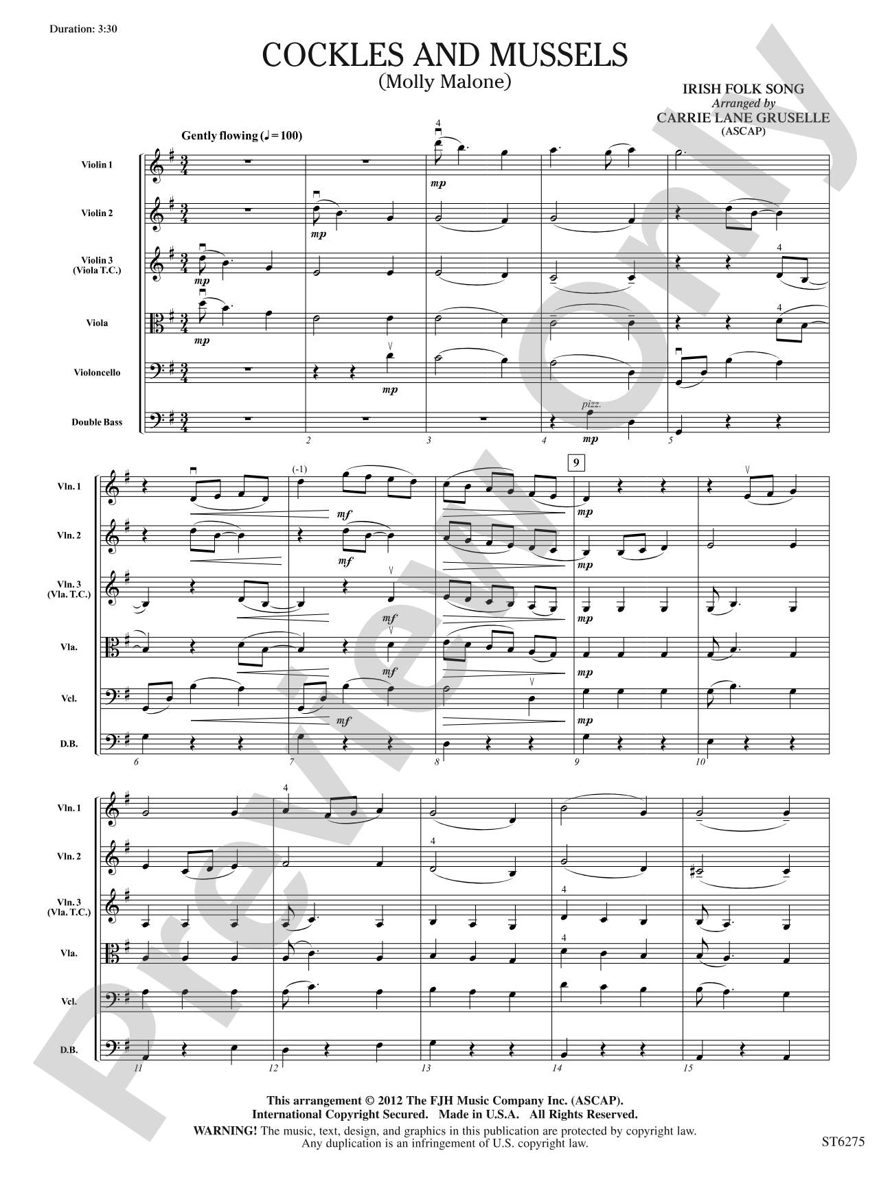 Cockles and Mussels (Molly Malone): String Orchestra Conductor Score & Parts