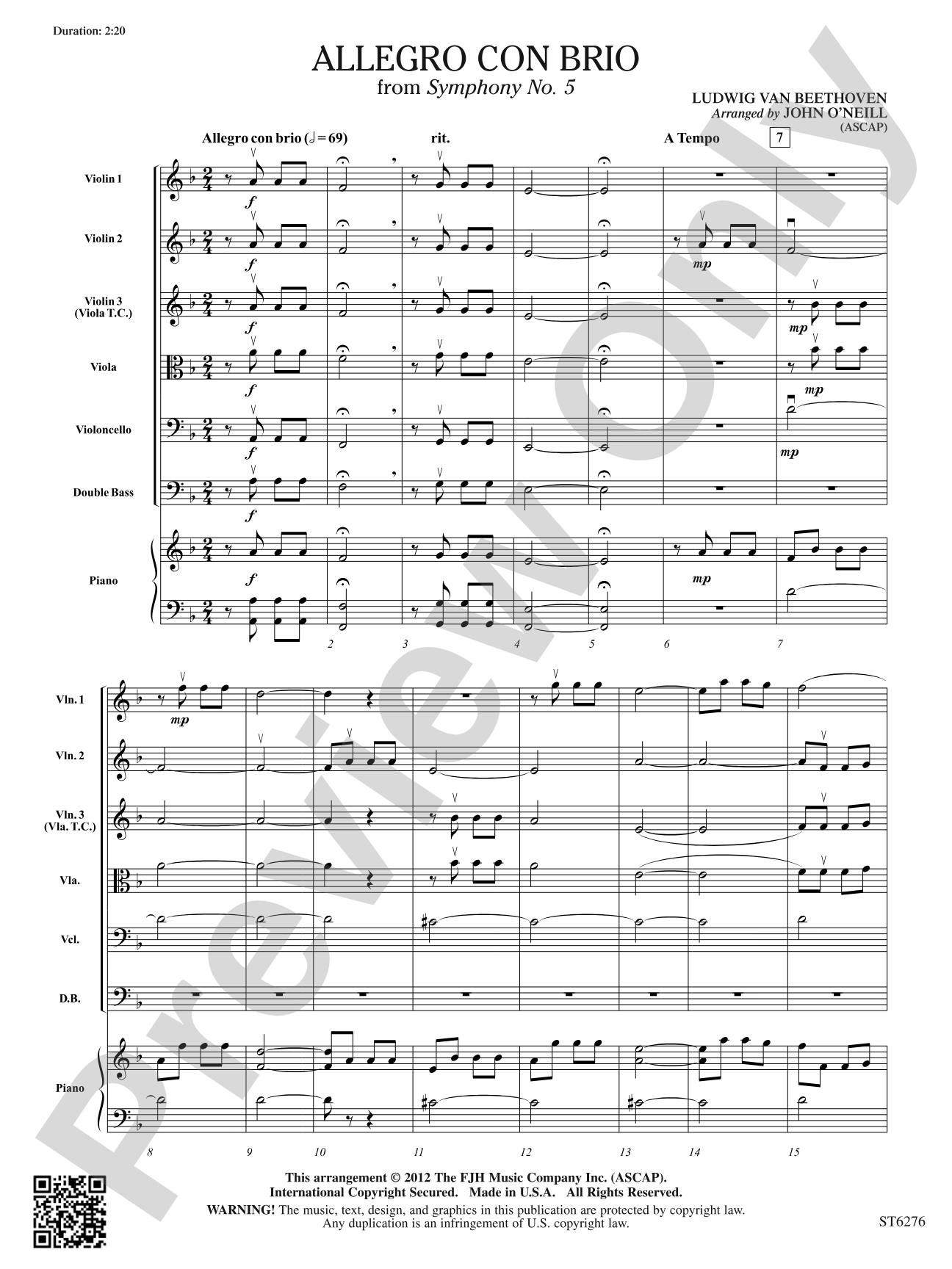 Allegro con brio from Symphony No. 5: String Orchestra Conductor Score & Parts