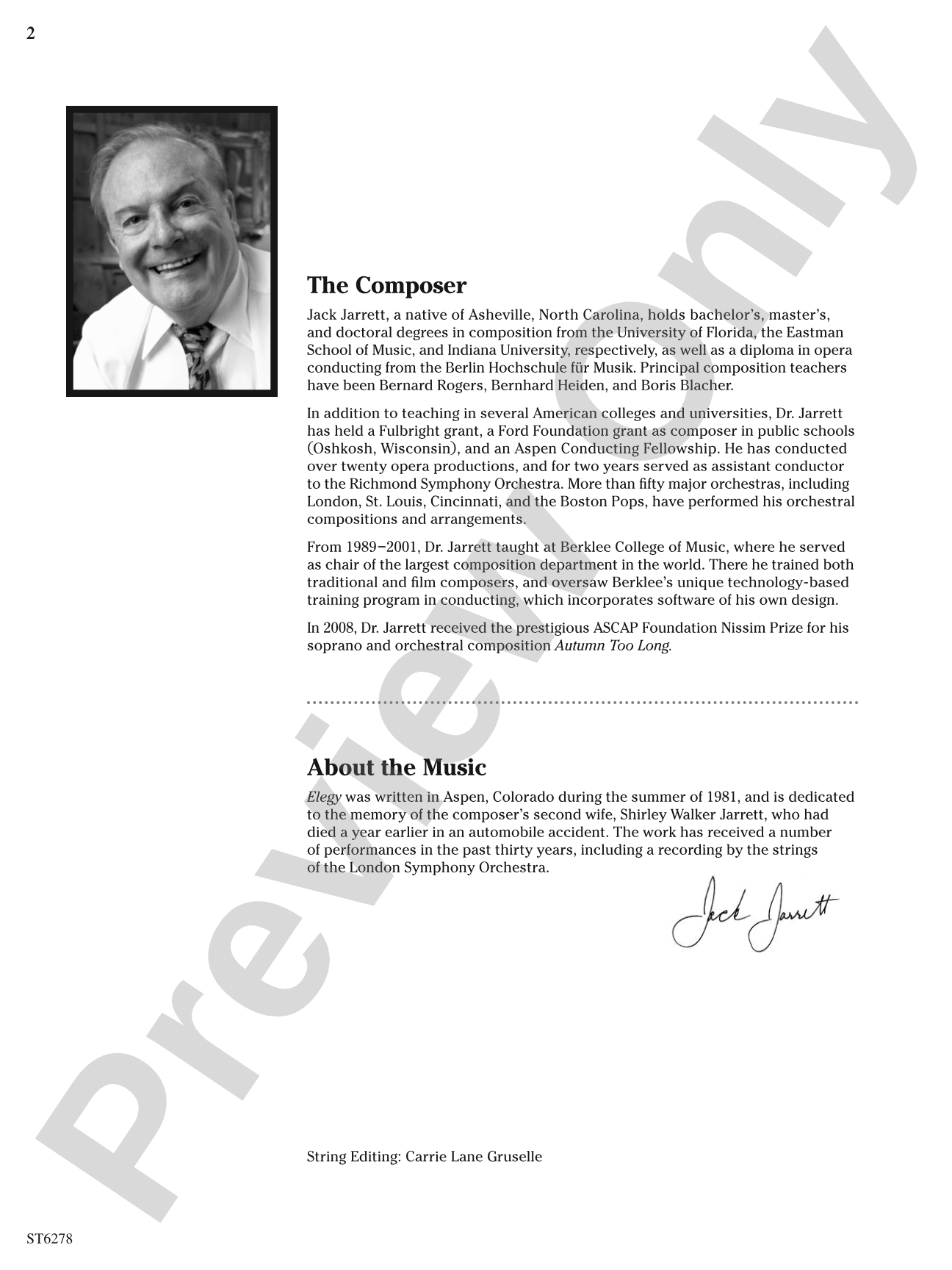 Elegy: String Orchestra Conductor Score & Parts
