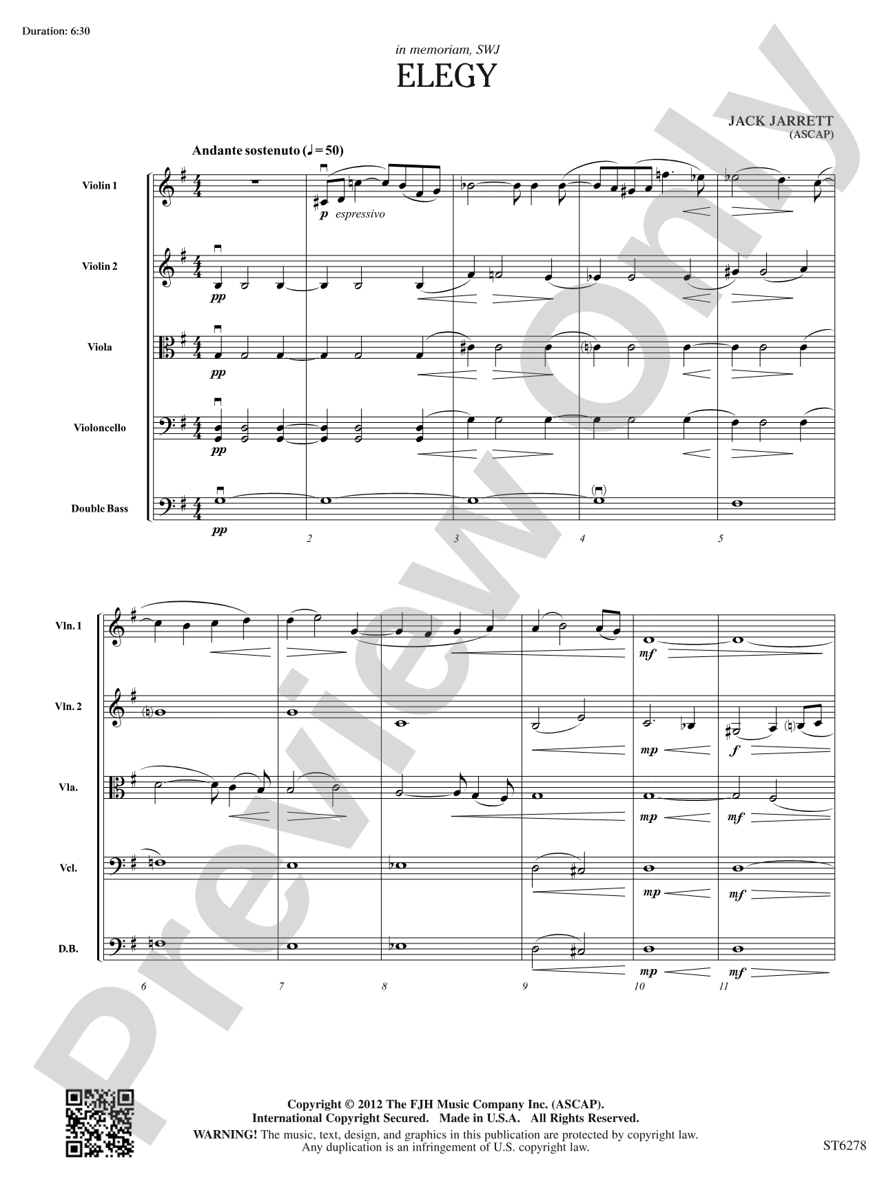Elegy: String Orchestra Conductor Score & Parts