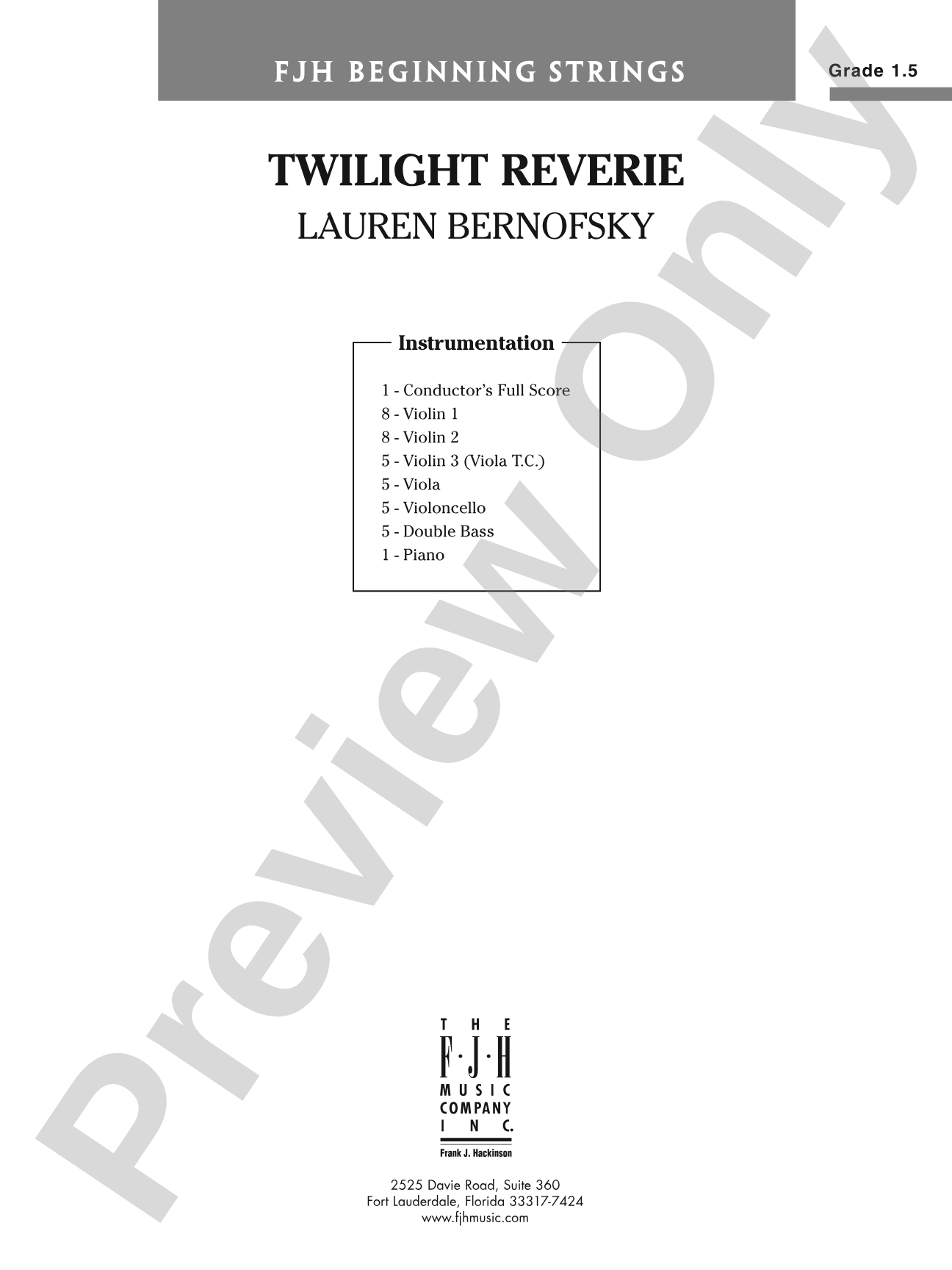 Twilight Reverie: String Orchestra Conductor Score & Parts