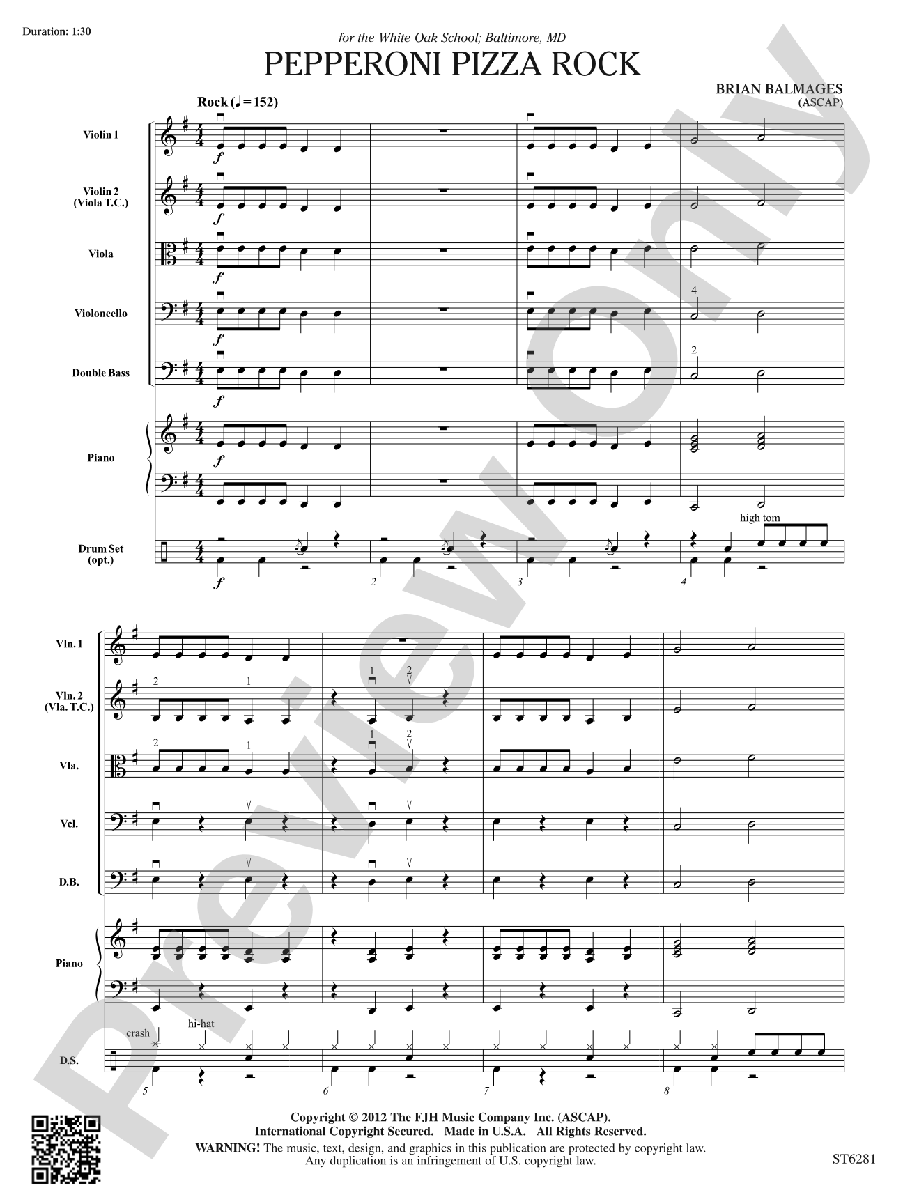 Pepperoni Pizza Rock: String Orchestra Conductor Score & Parts