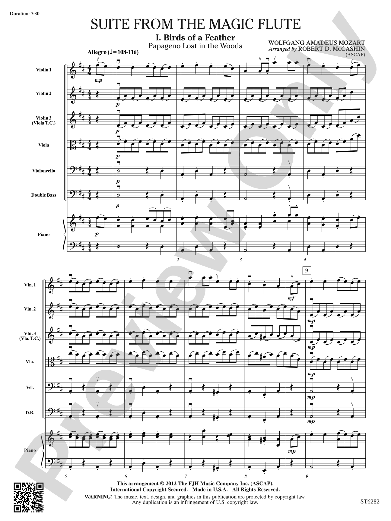 Suite from the Magic Flute: String Orchestra Conductor Score & Parts