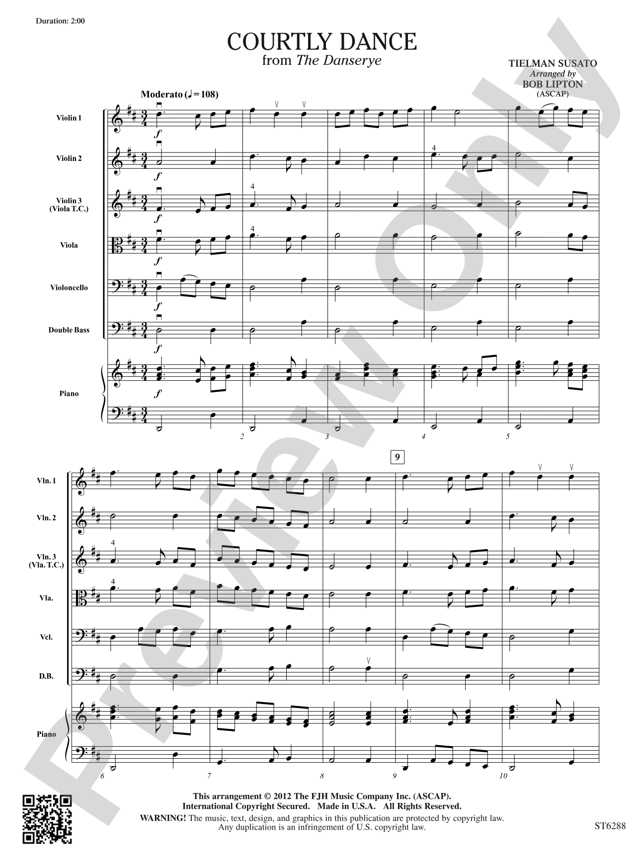 Courtly Dance from The Danserye: String Orchestra Conductor Score & Parts