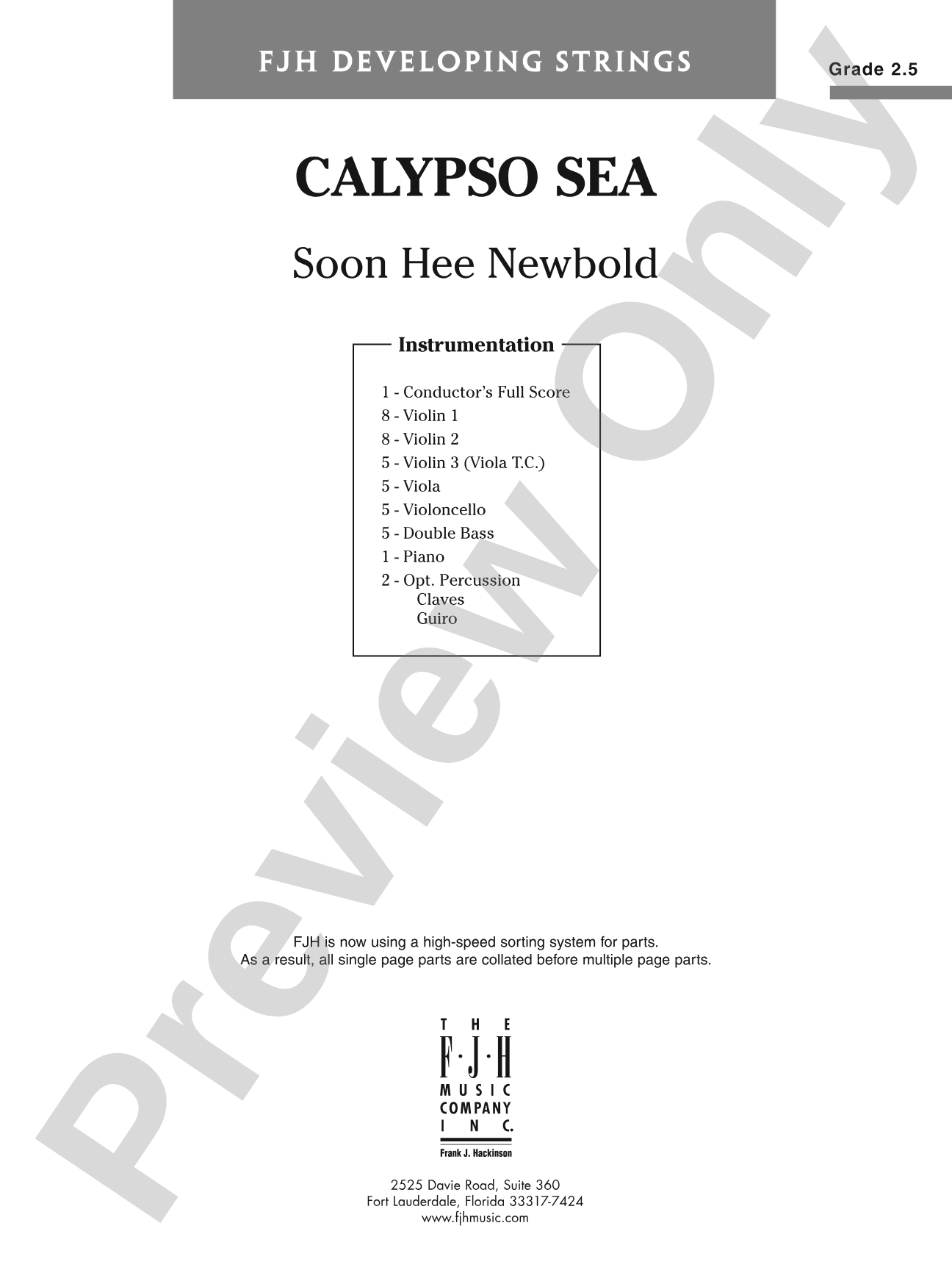 Calypso Sea: String Orchestra Conductor Score & Parts