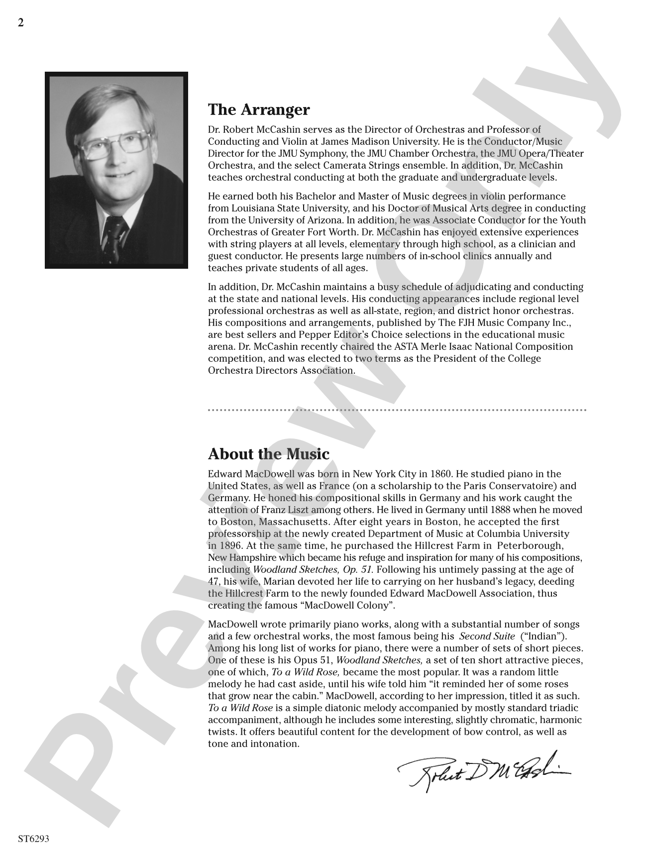 To A Wild Rose: String Orchestra Conductor Score & Parts