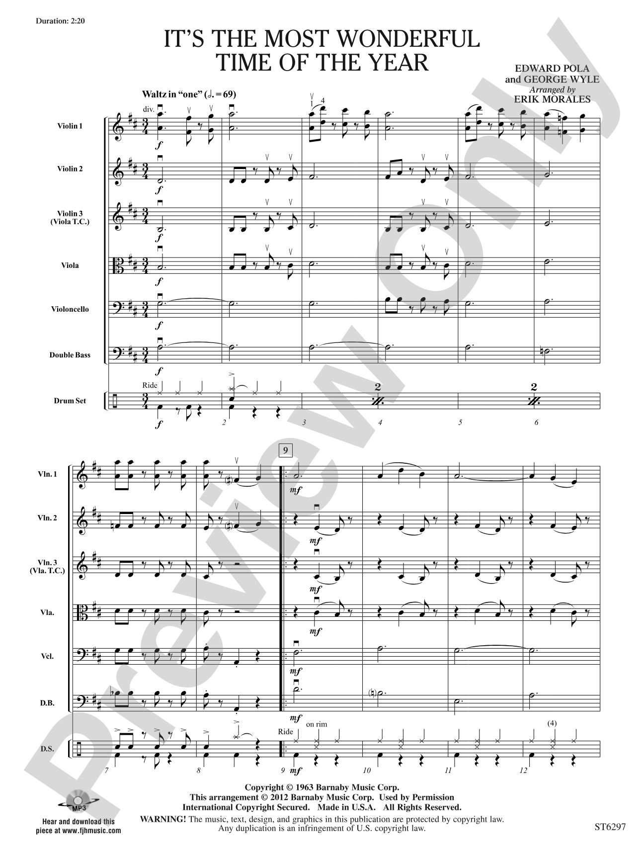 It's the Most Wonderful Time of the Year: Score: String Orchestra