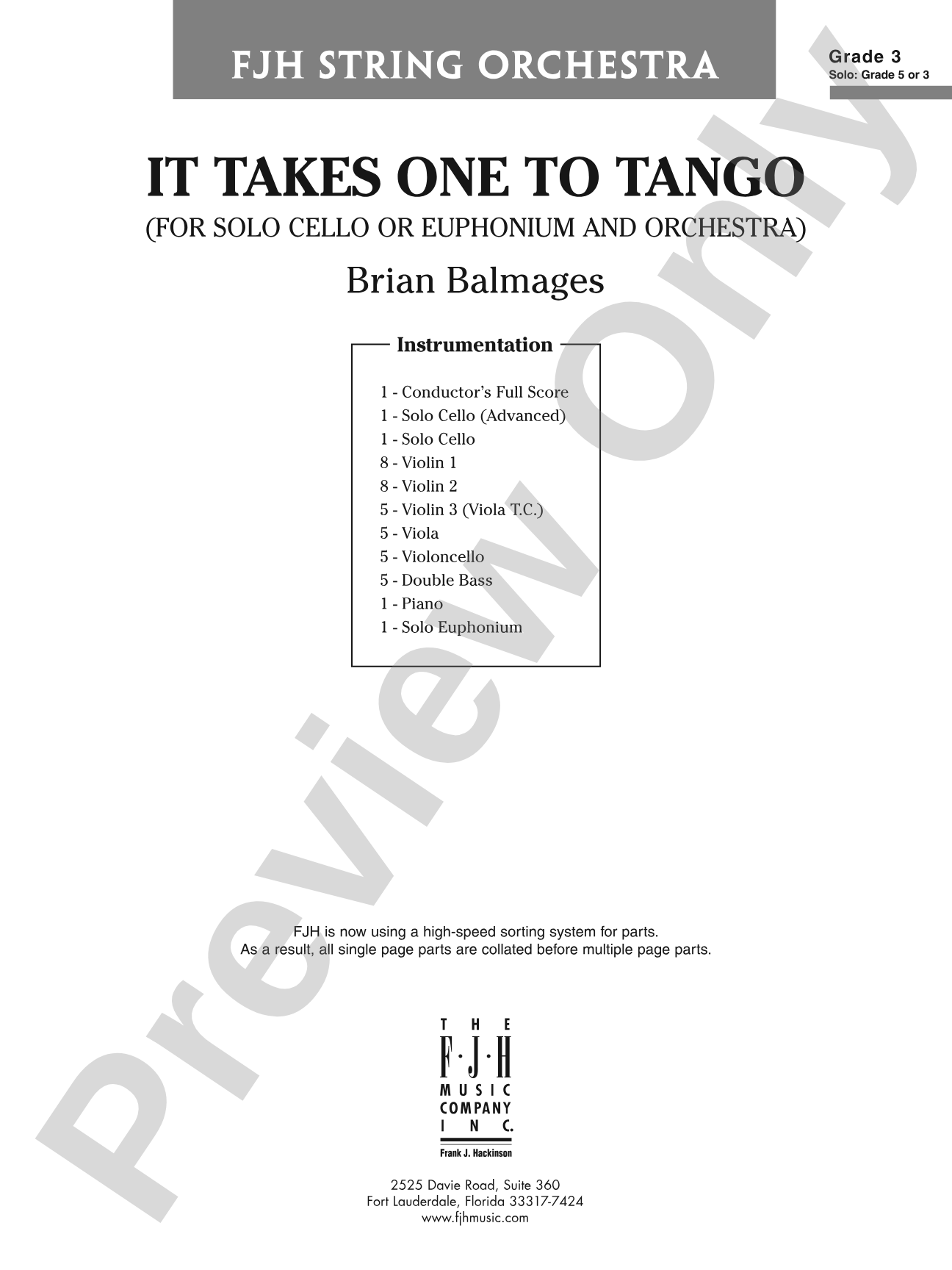 It Takes One to Tango: String Orchestra Conductor Score & Parts