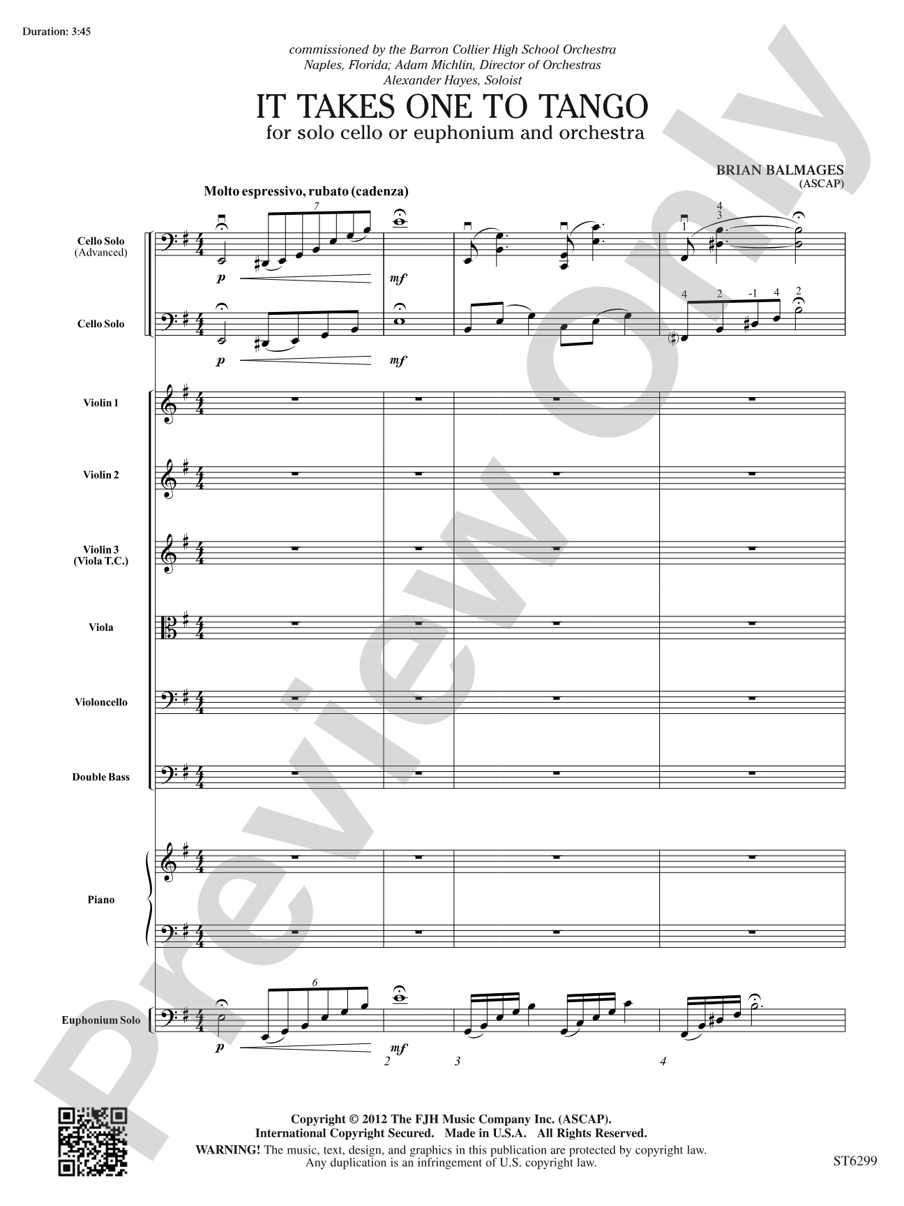 It Takes One to Tango: String Orchestra Conductor Score & Parts