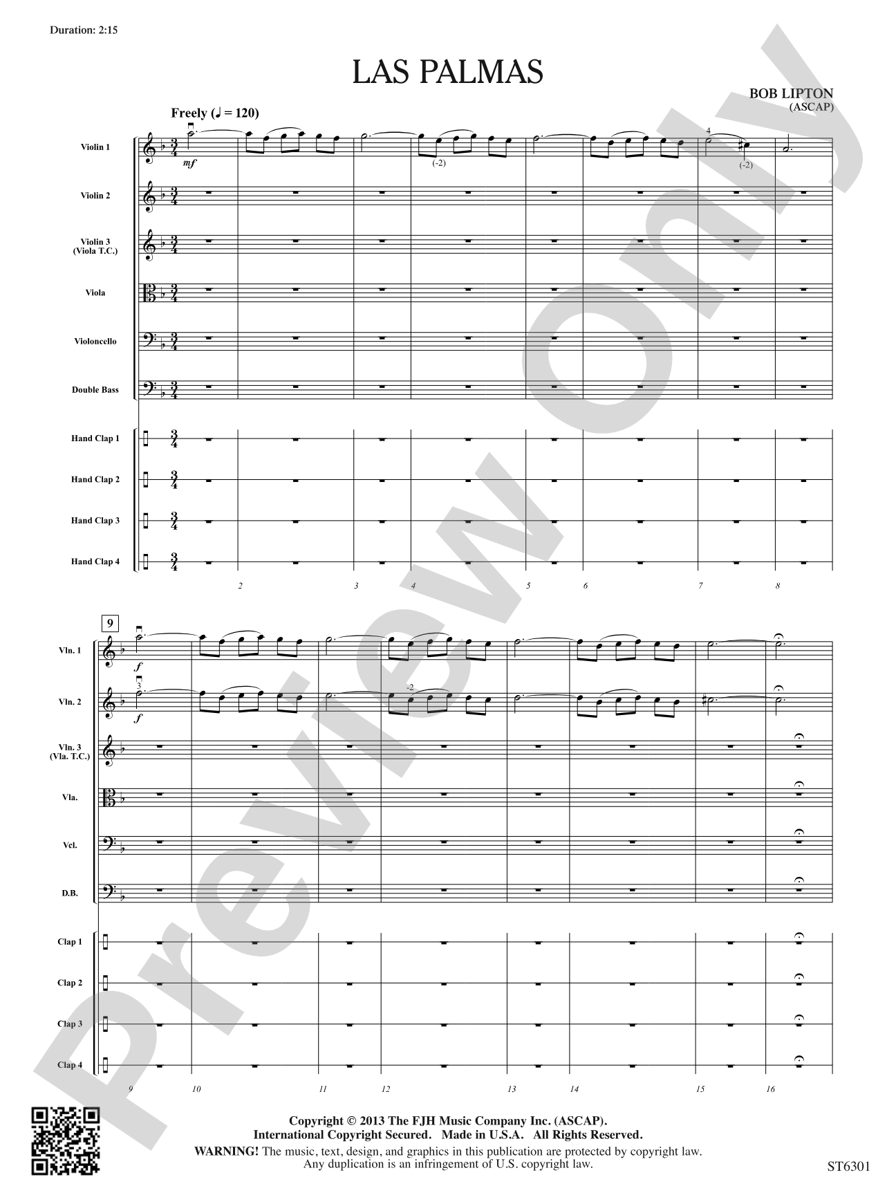 Las Palmas: String Orchestra Conductor Score & Parts