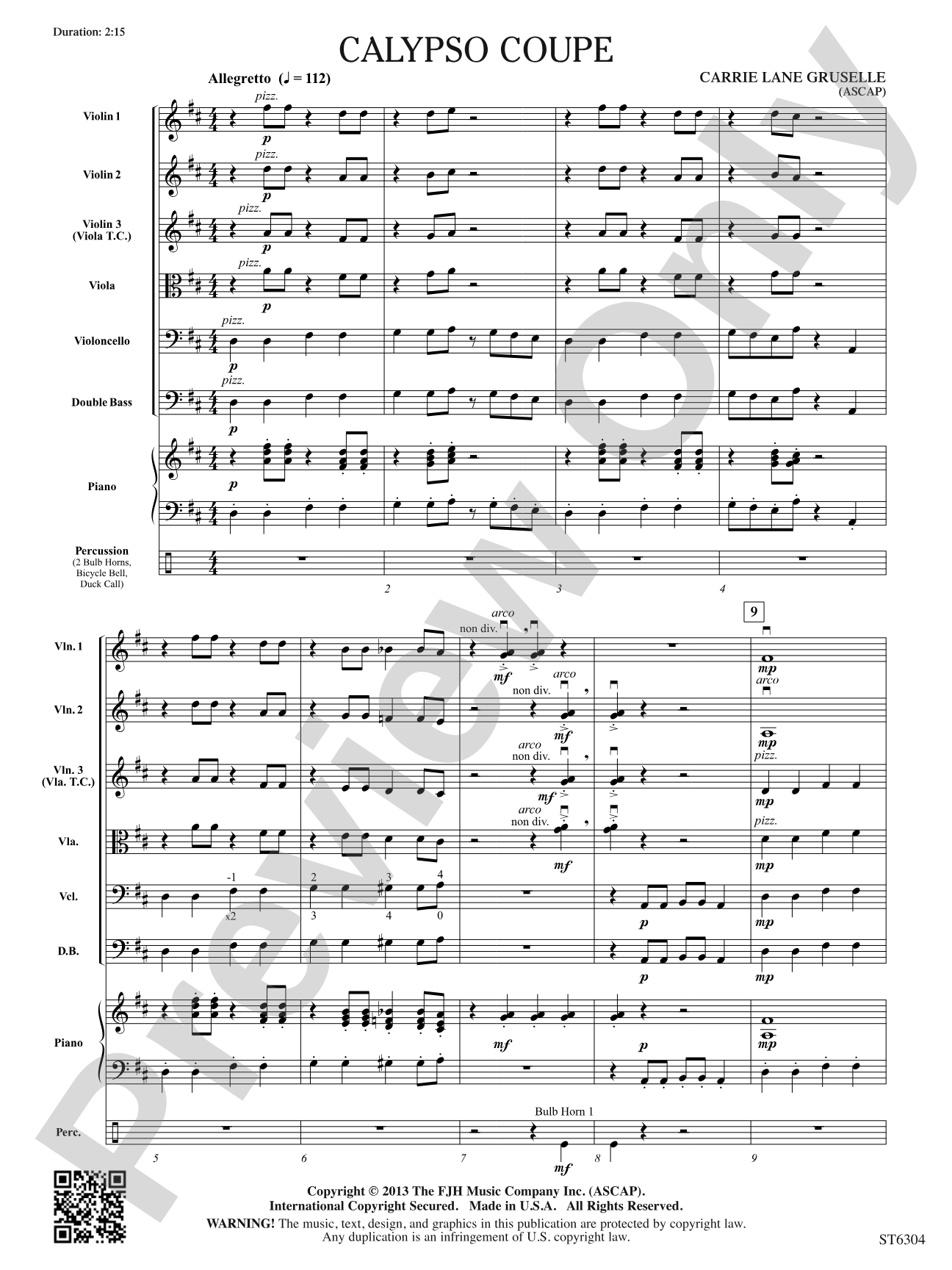 Calypso Coupe: String Orchestra Conductor Score & Parts