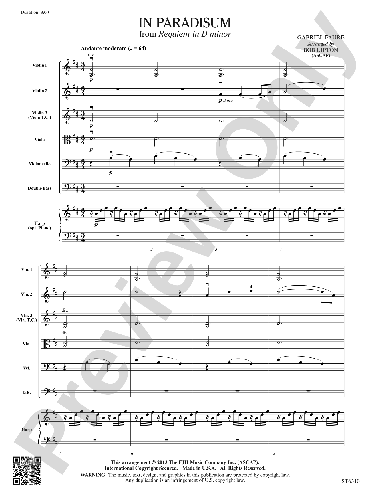In Paradisum: String Orchestra Conductor Score & Parts