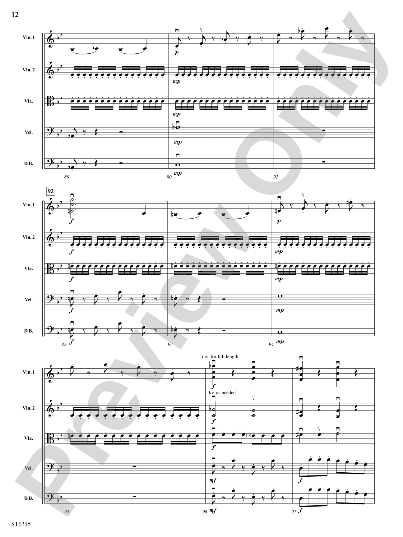 Allegro from Sinfonia No. 6: String Orchestra Conductor Score & Parts