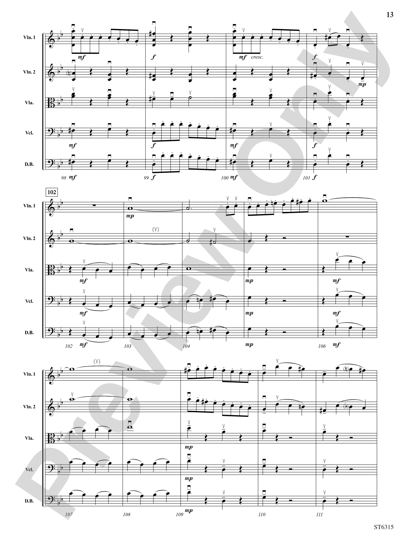 Allegro from Sinfonia No. 6: String Orchestra Conductor Score & Parts