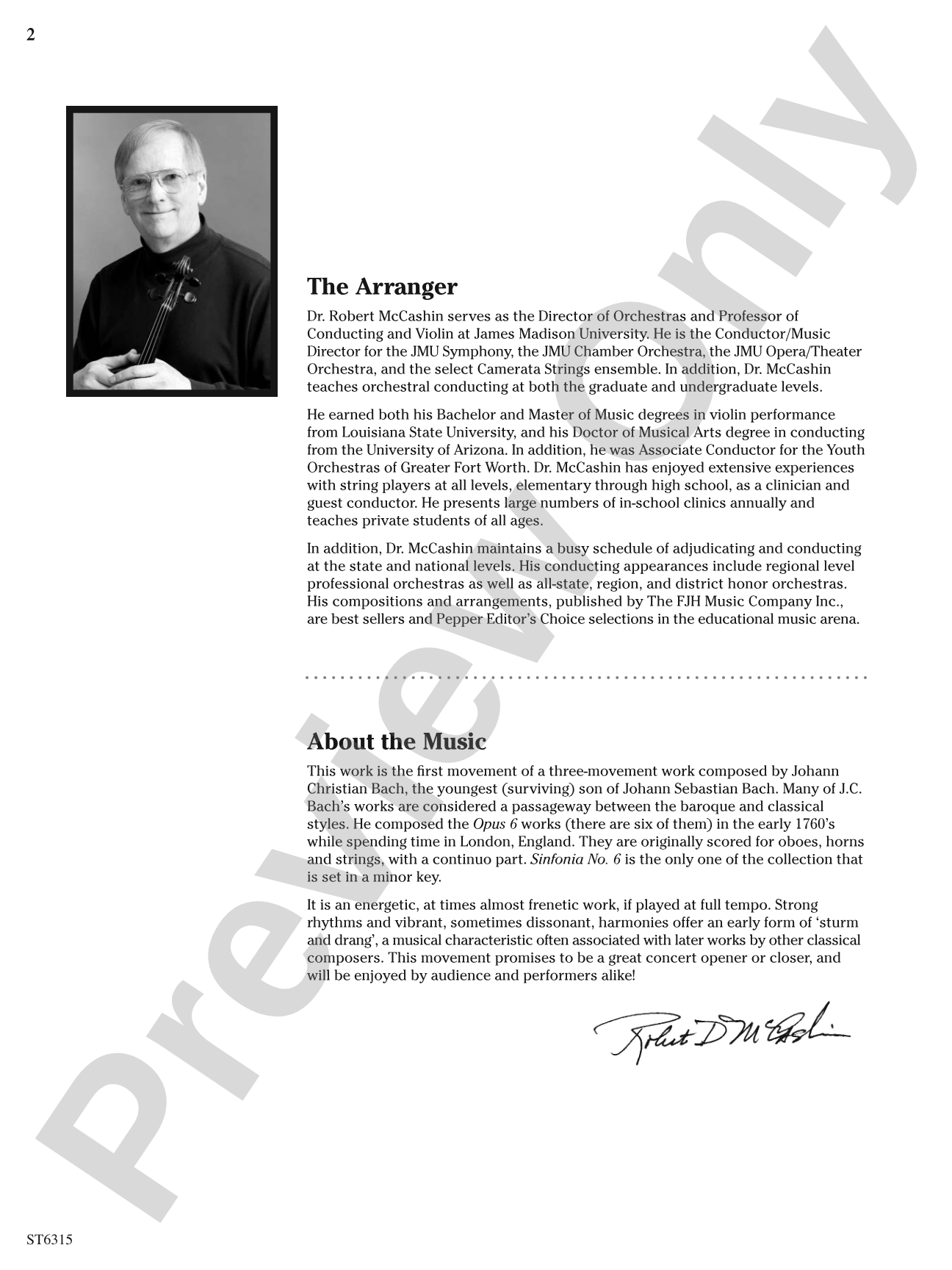 Allegro from Sinfonia No. 6: String Orchestra Conductor Score & Parts