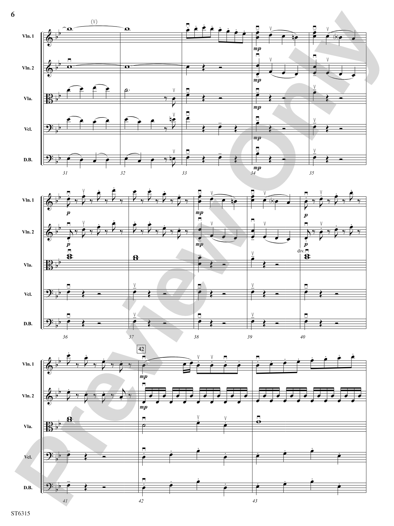 Allegro from Sinfonia No. 6: String Orchestra Conductor Score & Parts
