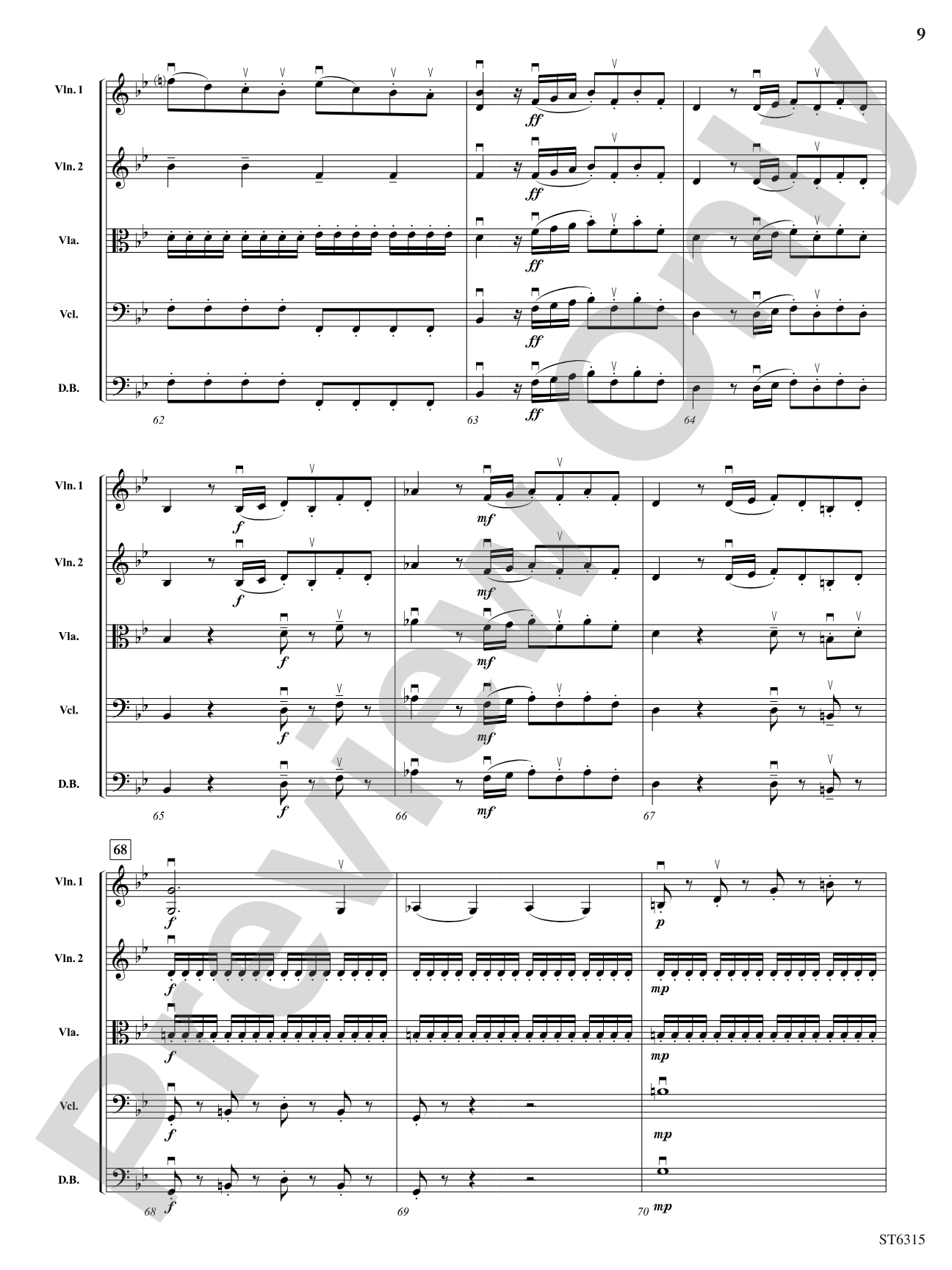 Allegro from Sinfonia No. 6: String Orchestra Conductor Score & Parts