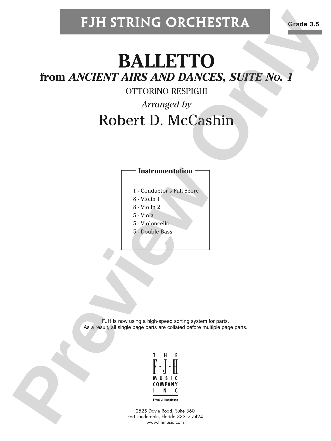 Balletto: String Orchestra Conductor Score & Parts