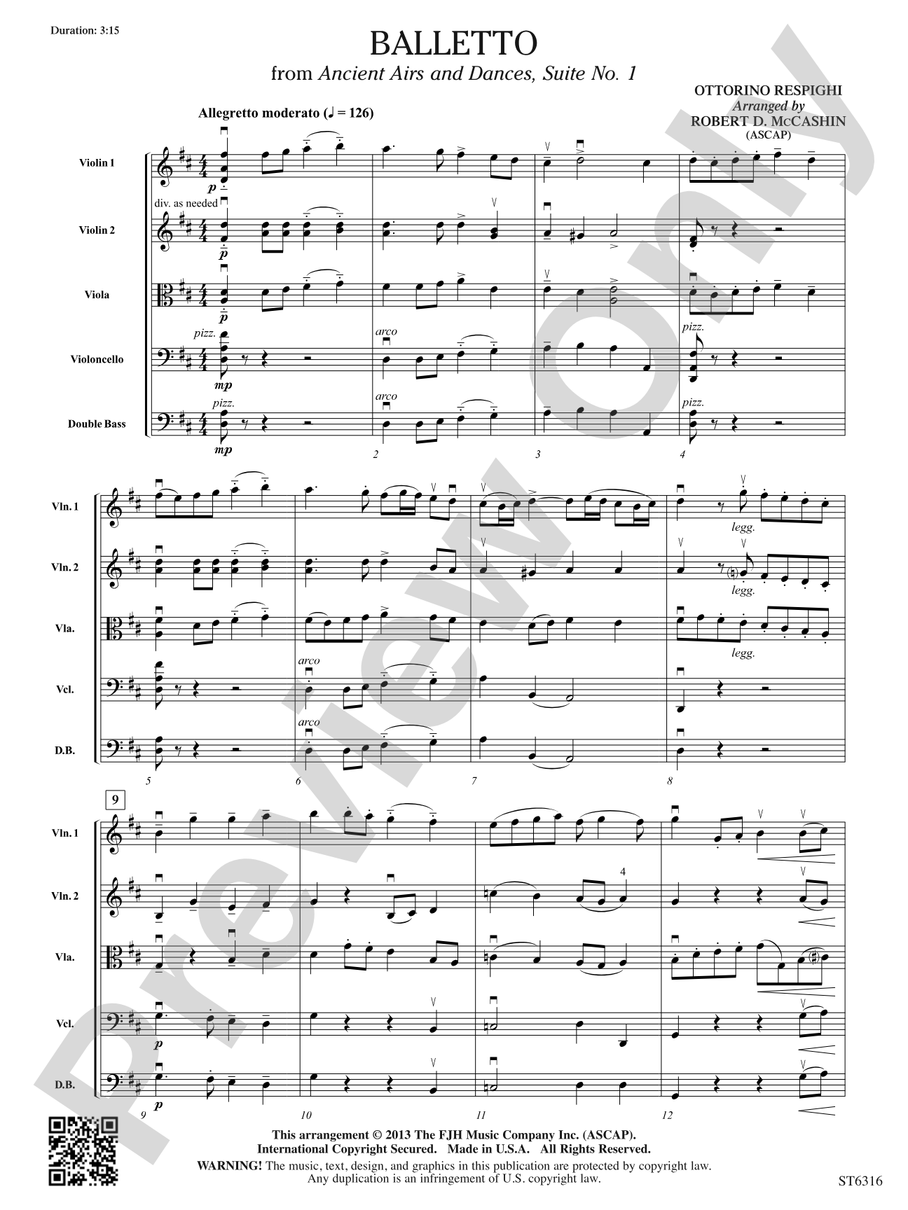 Balletto: String Orchestra Conductor Score & Parts