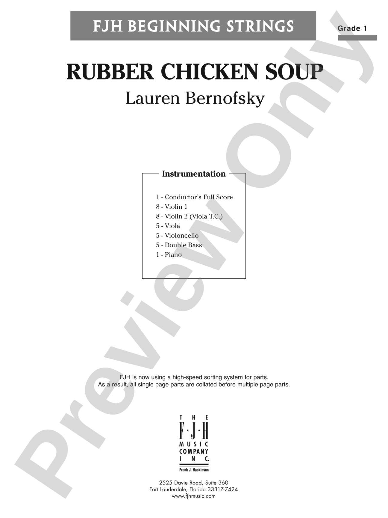 Rubber Chicken Soup: String Orchestra Conductor Score & Parts