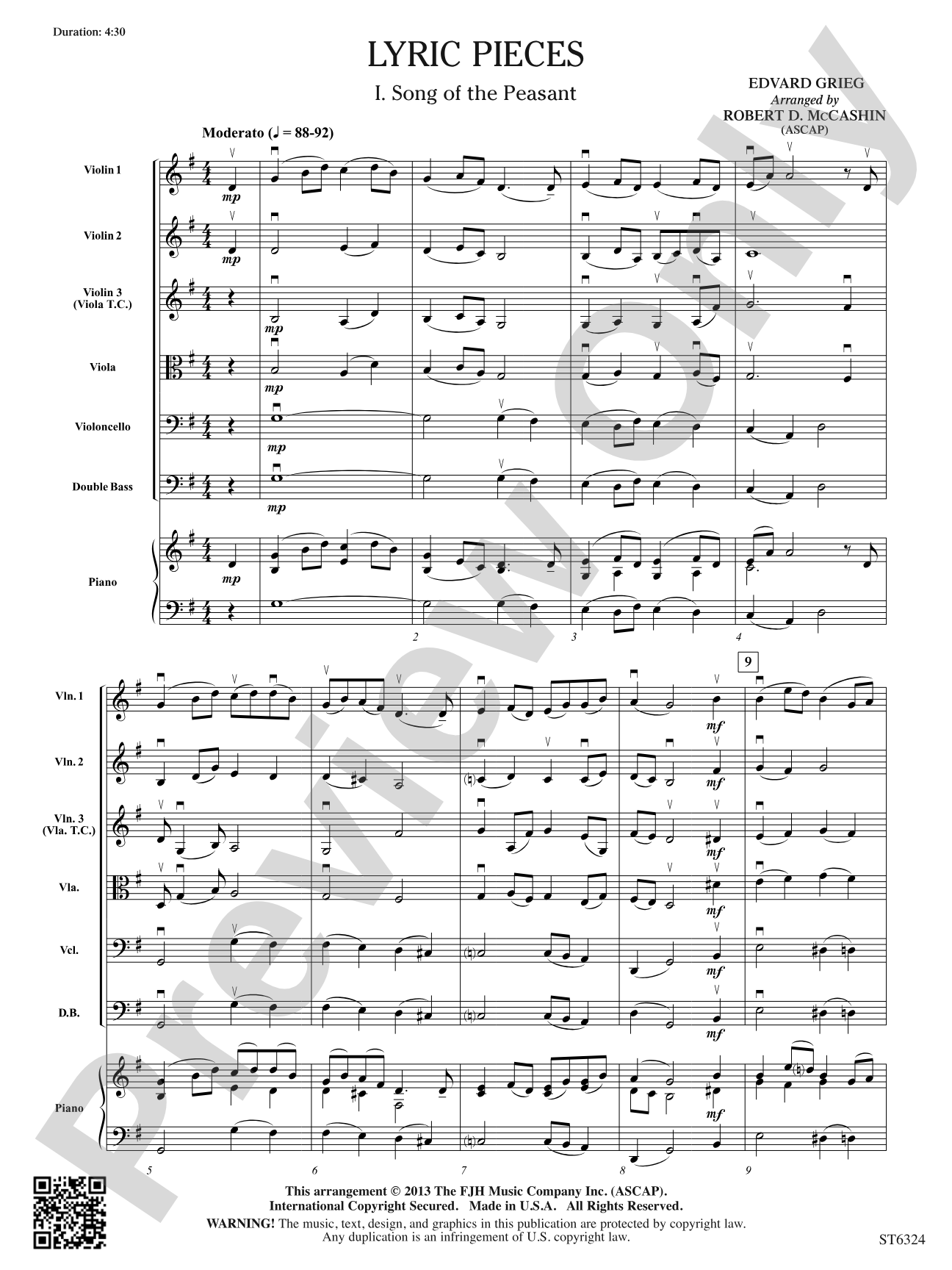 Lyric Pieces: String Orchestra Conductor Score & Parts