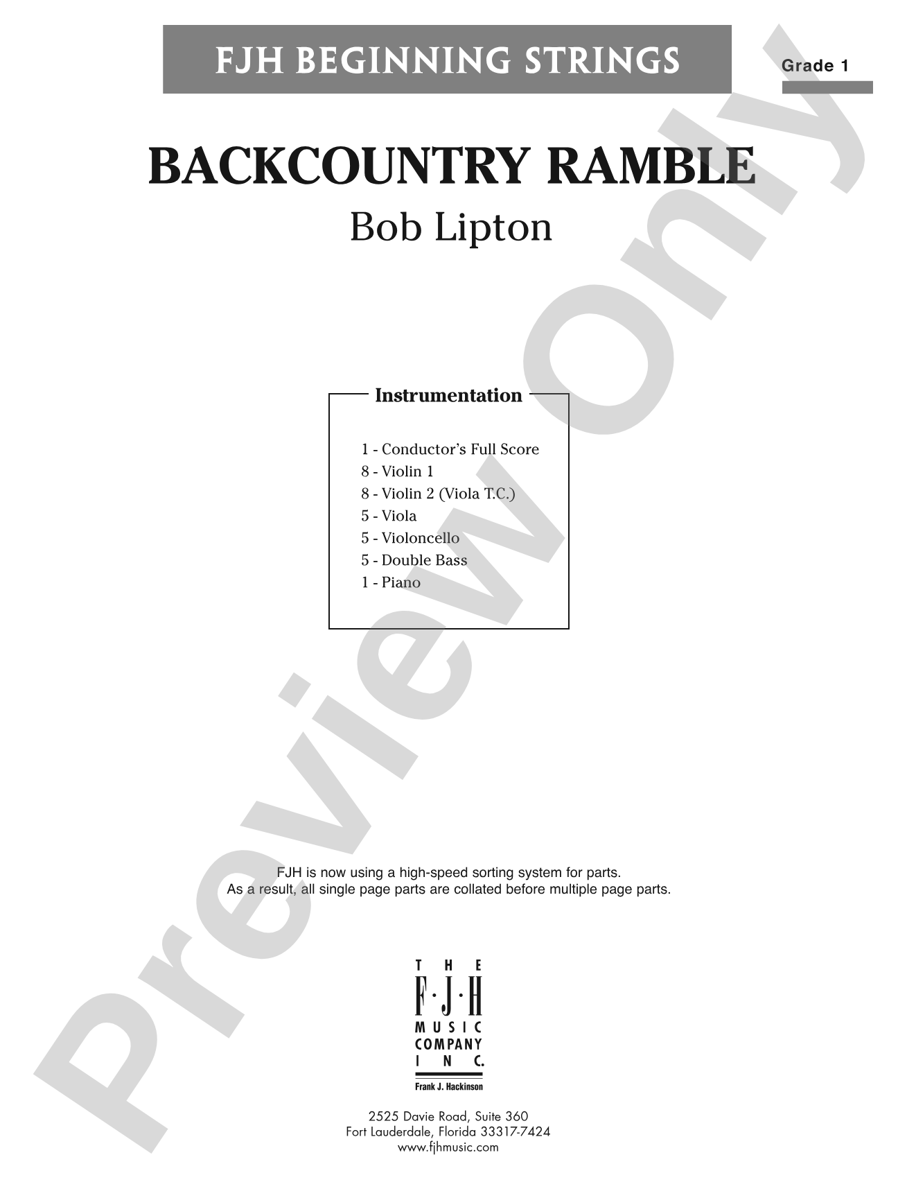 Backcountry Ramble: String Orchestra Conductor Score & Parts