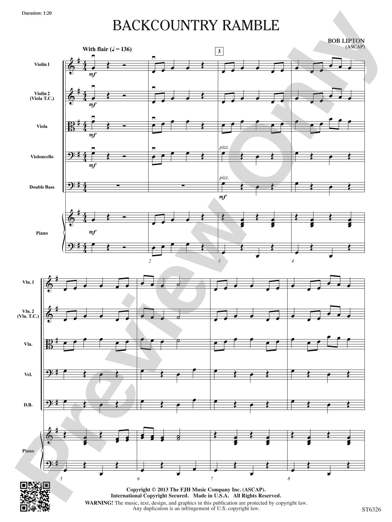 Backcountry Ramble: String Orchestra Conductor Score & Parts