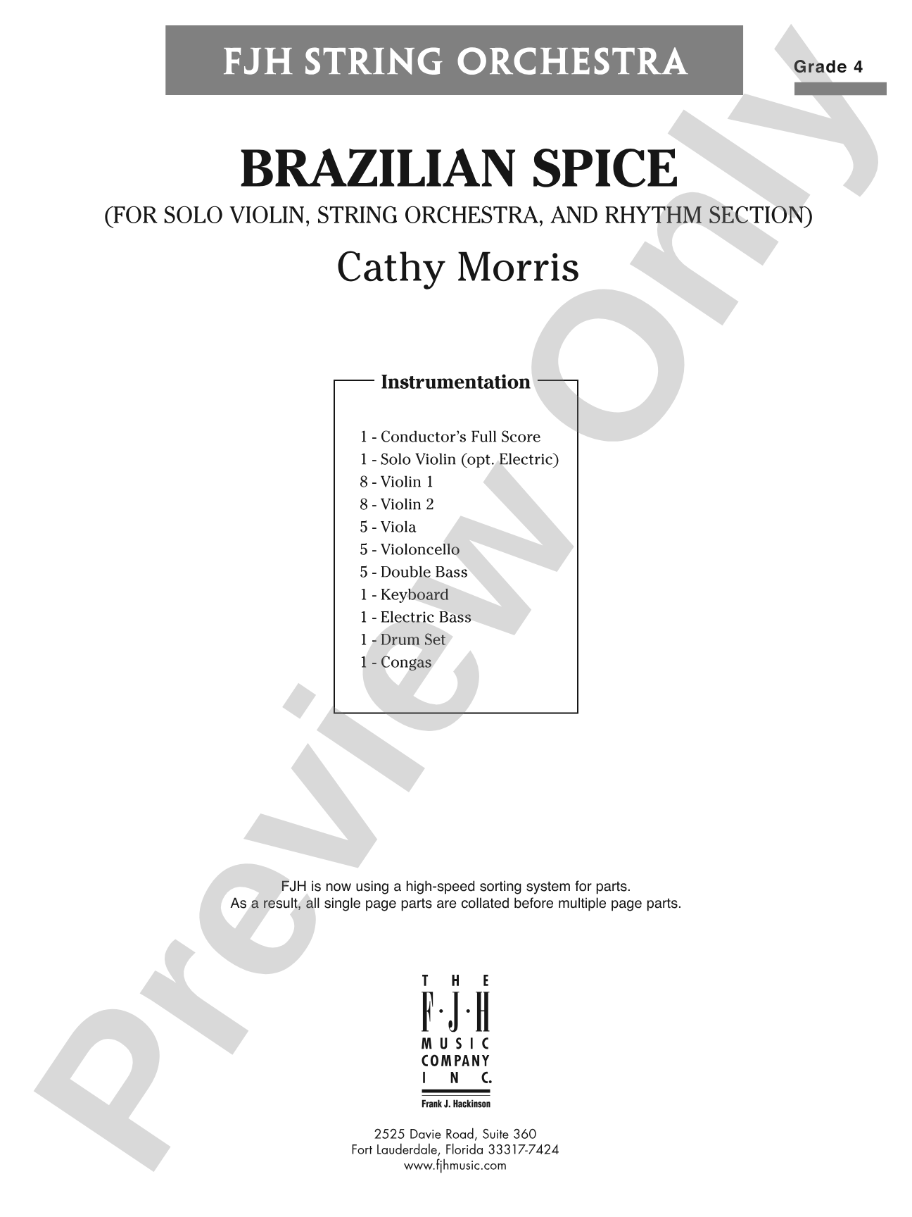 Brazilian Spice: String Orchestra Conductor Score & Parts