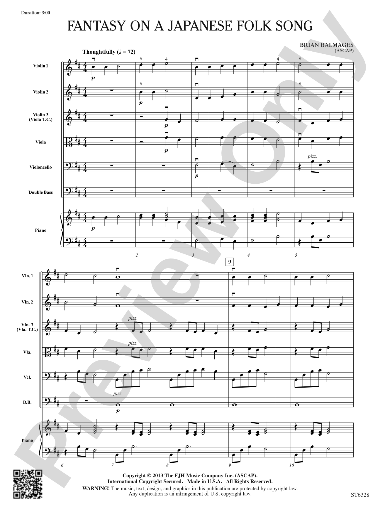 Fantasy on a Japanese Folk Song: String Orchestra Conductor Score & Parts