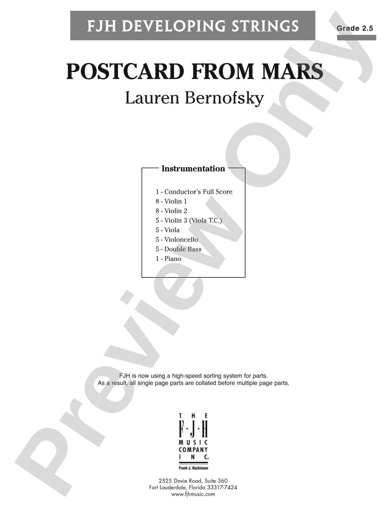 Postcard from Mars: String Orchestra Conductor Score & Parts