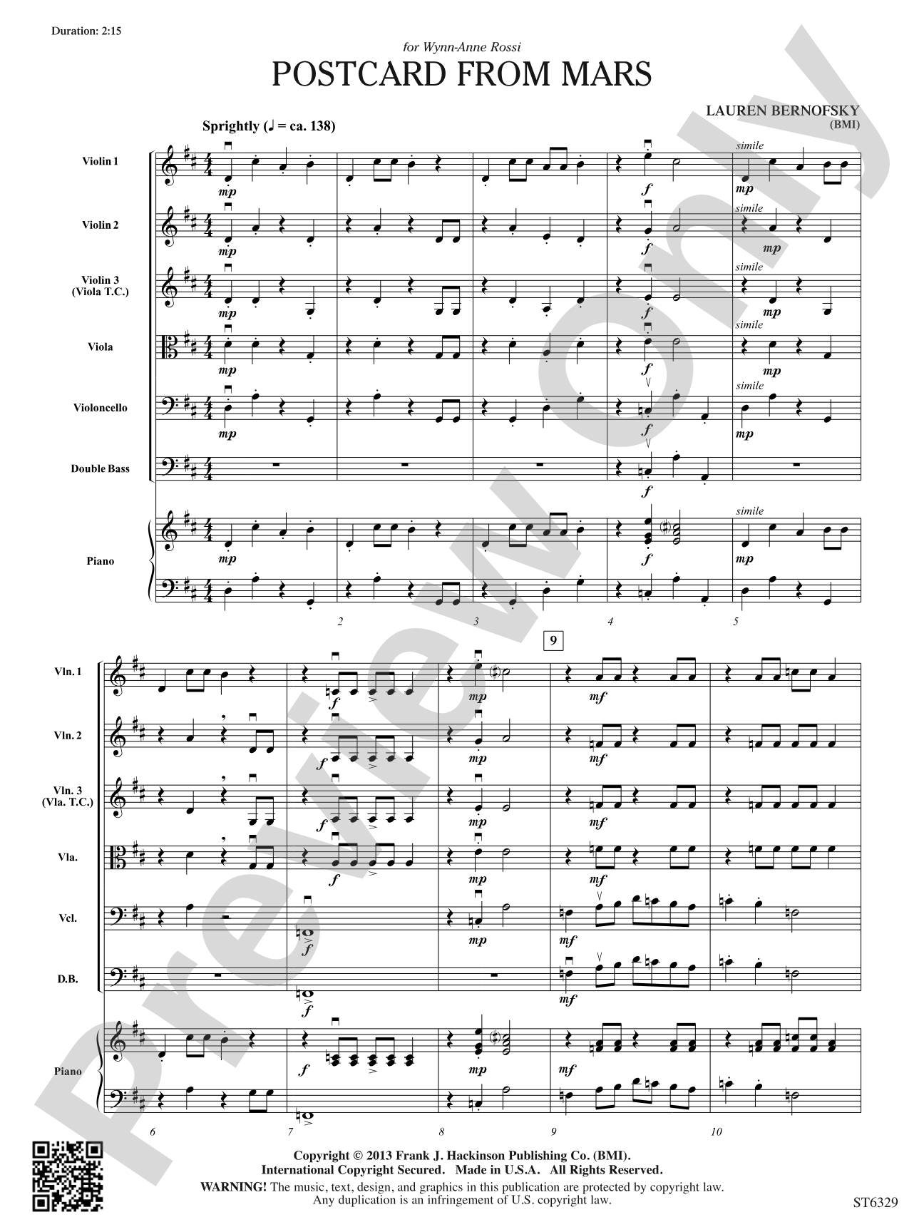 Postcard from Mars: String Orchestra Conductor Score & Parts