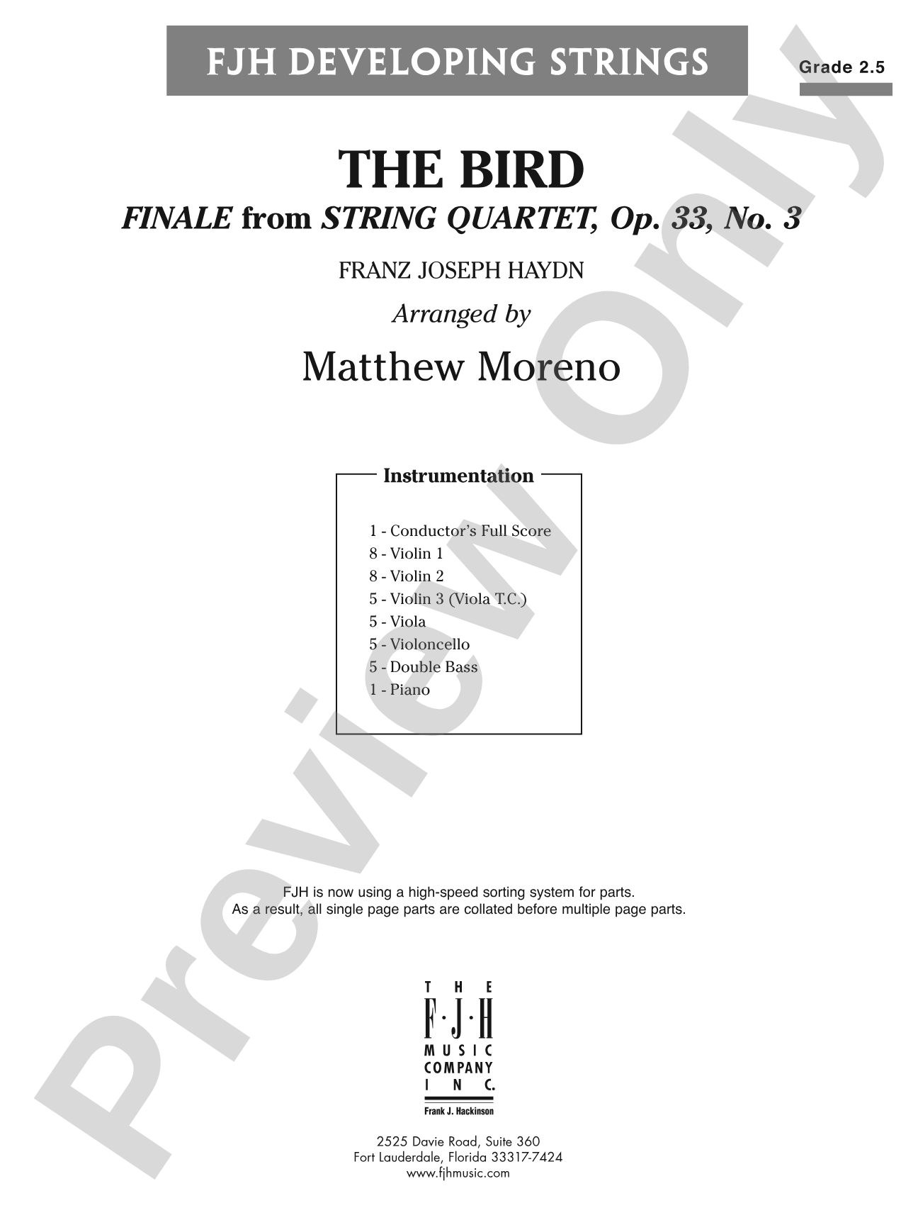 The Bird: String Orchestra Conductor Score & Parts