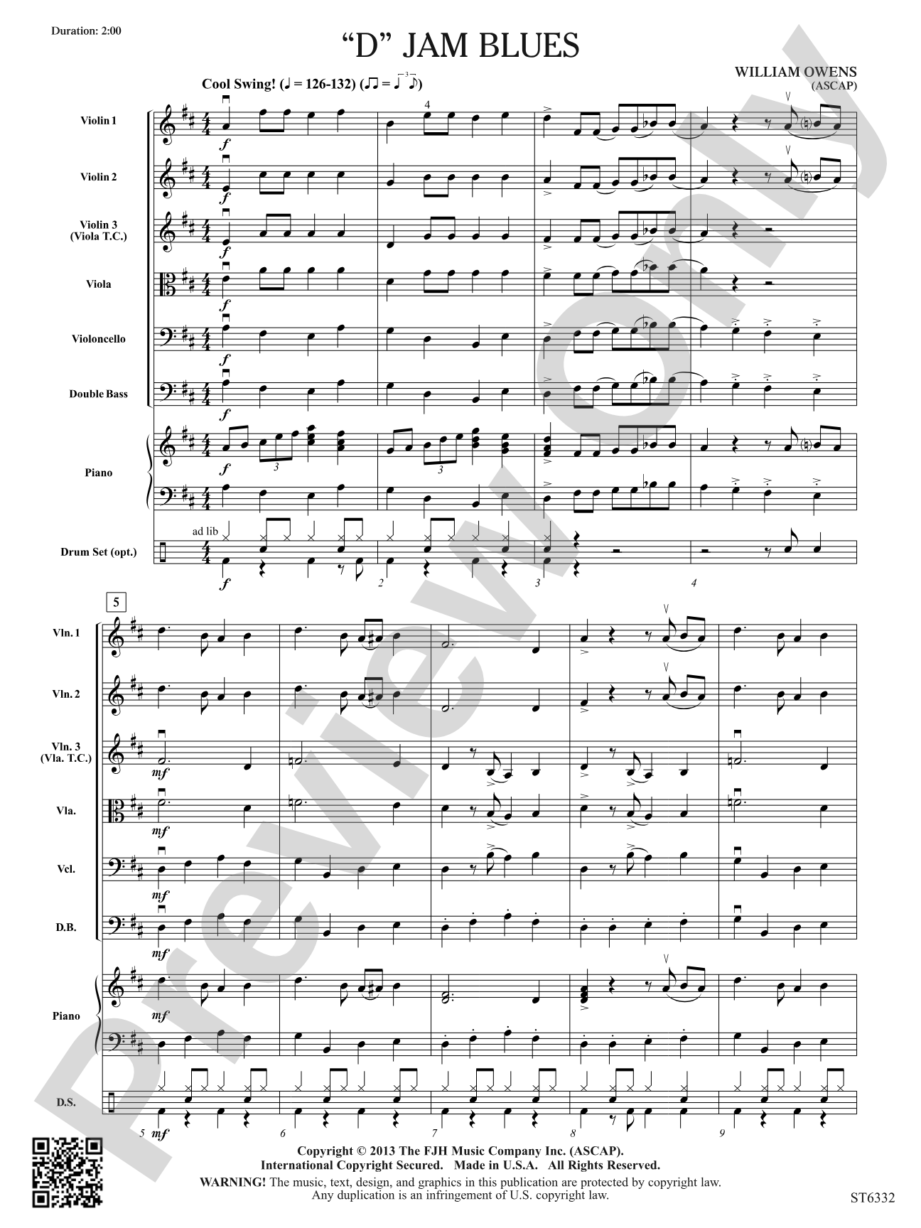 D Jam Blues: String Orchestra Conductor Score & Parts