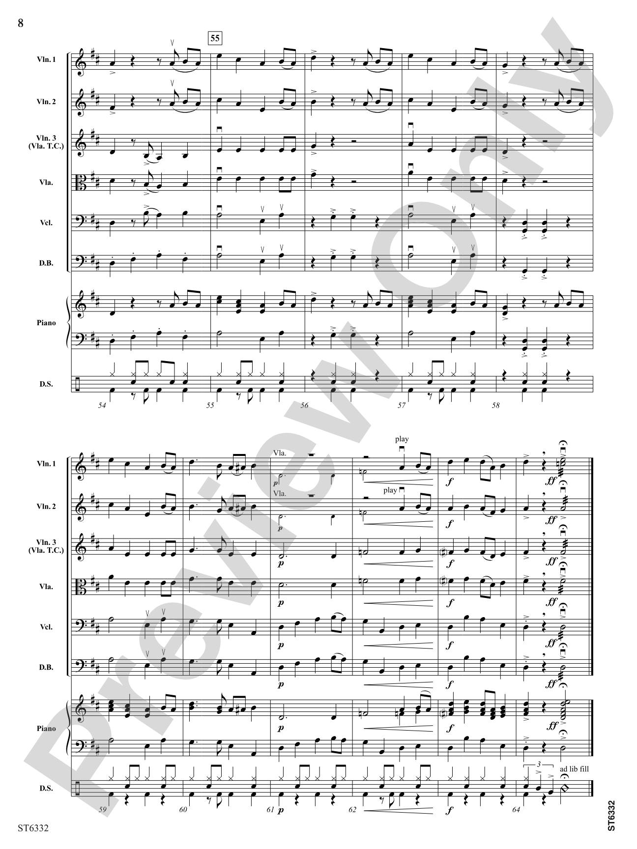 D Jam Blues: String Orchestra Conductor Score & Parts