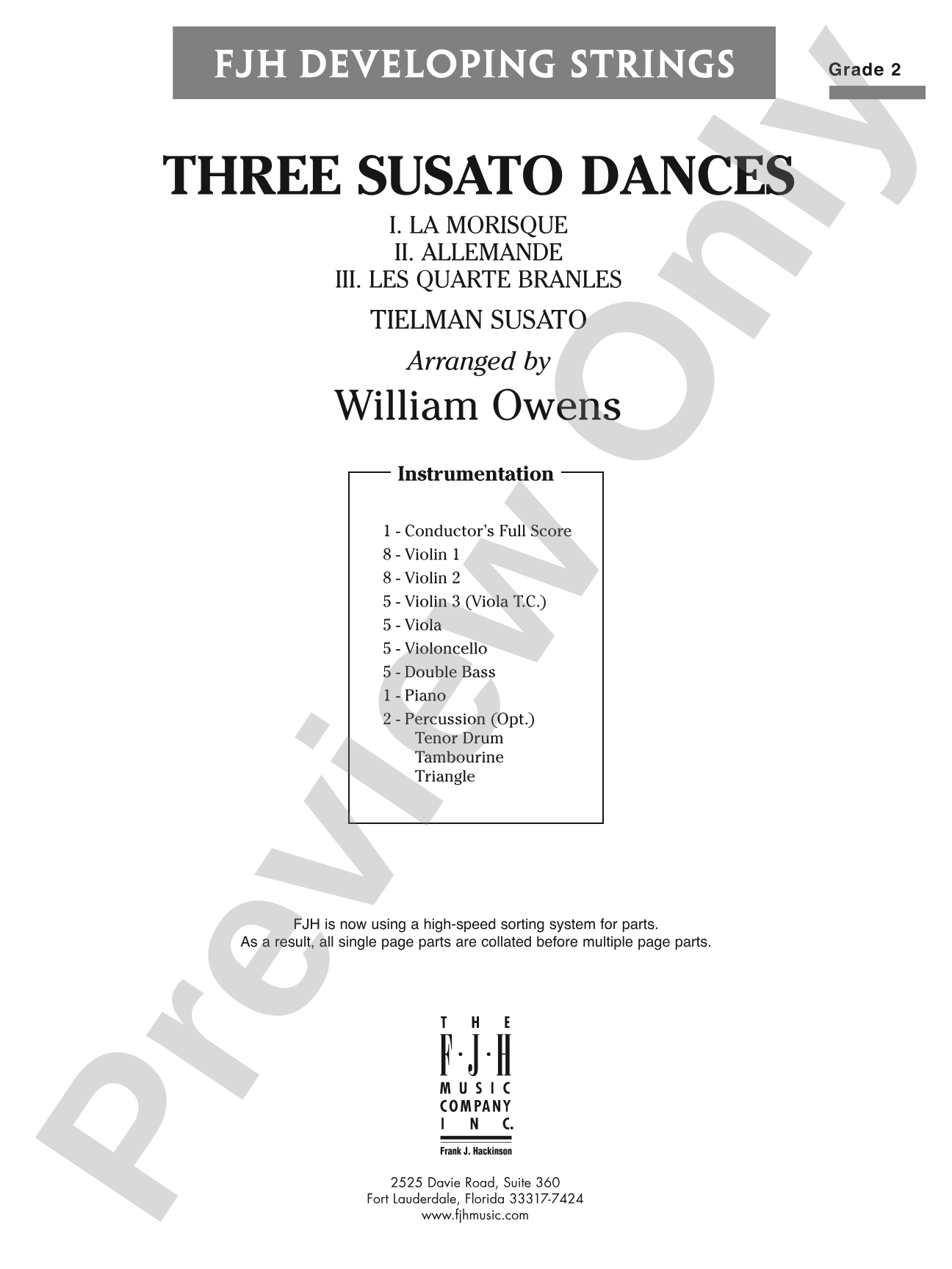 Three Susato Dances: String Orchestra Conductor Score & Parts