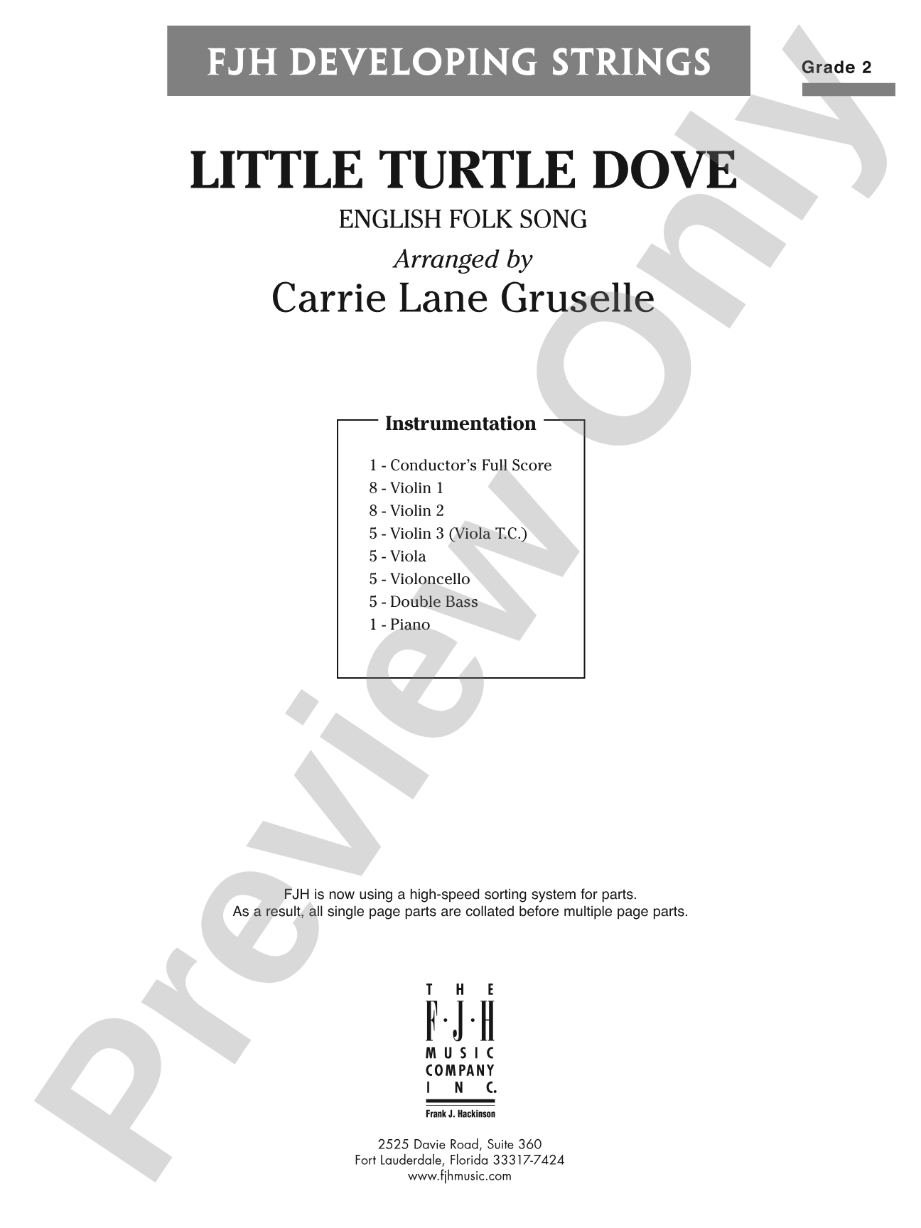 Little Turtle Dove: String Orchestra Conductor Score & Parts