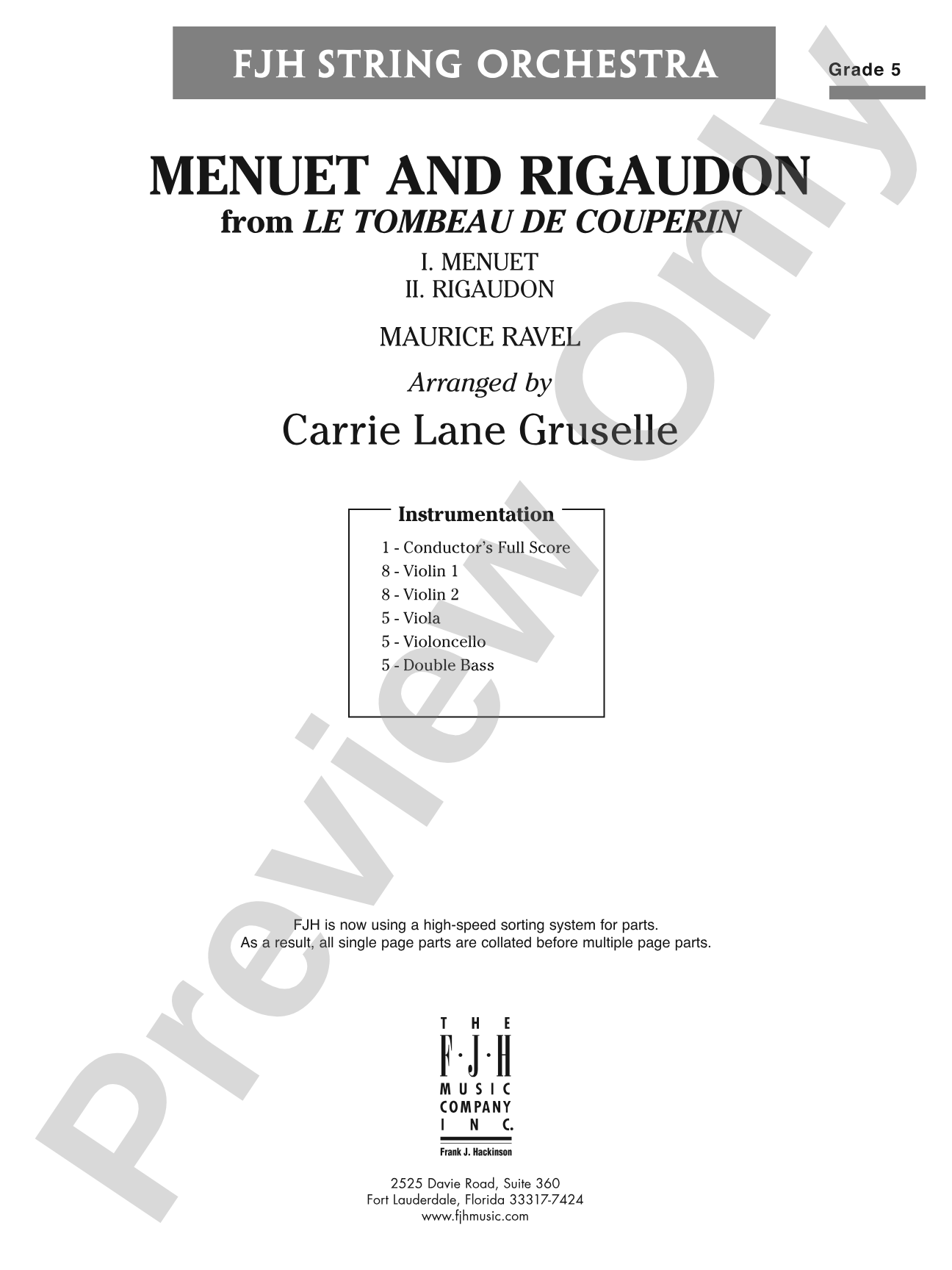 Menuet and Rigaudon: Score