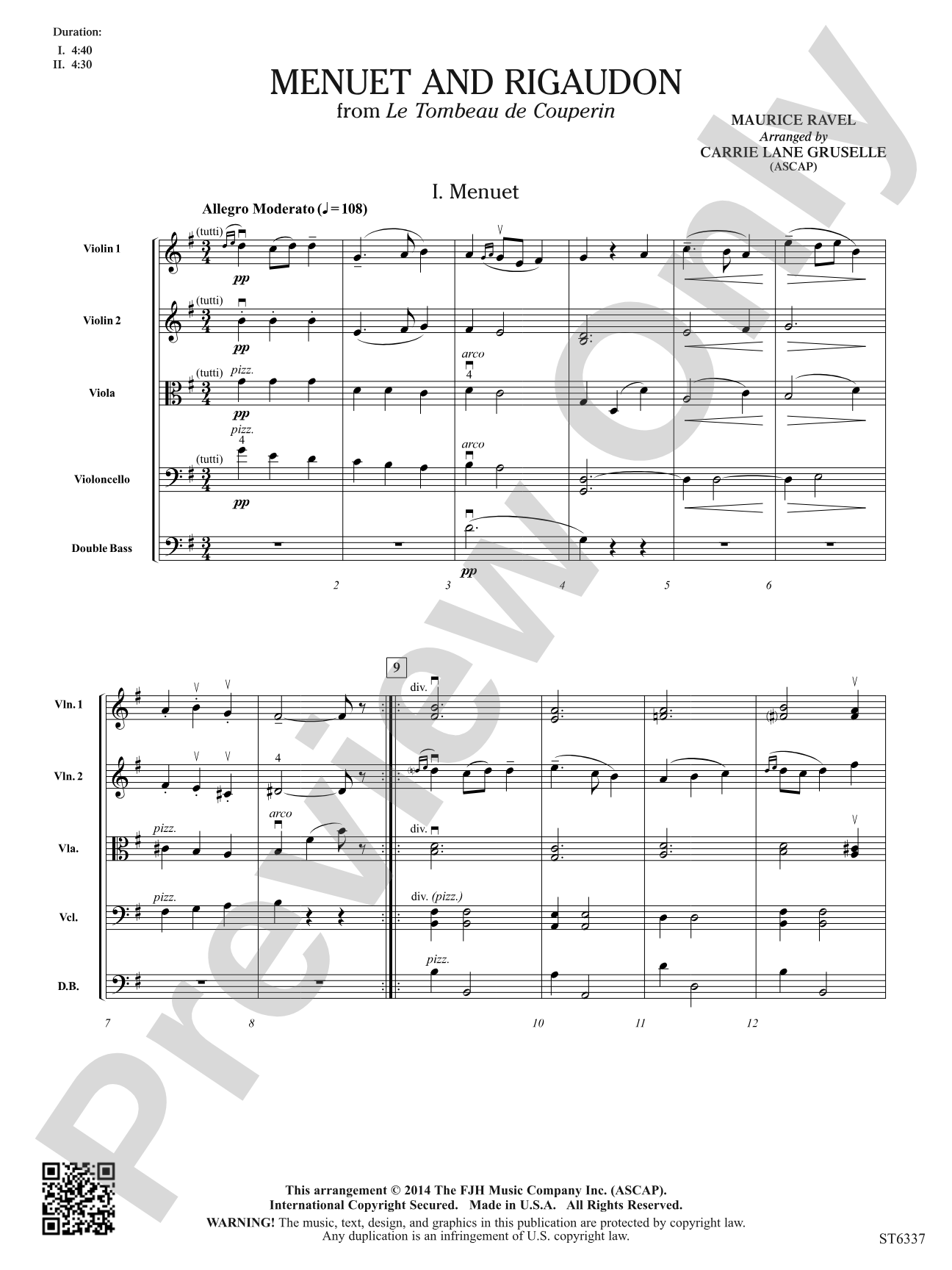 Menuet and Rigaudon: Score