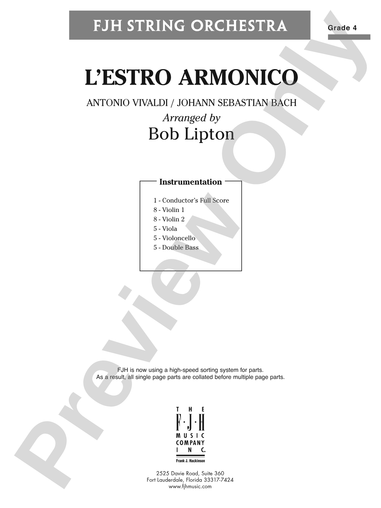 L'estro armonico: String Orchestra Conductor Score & Parts