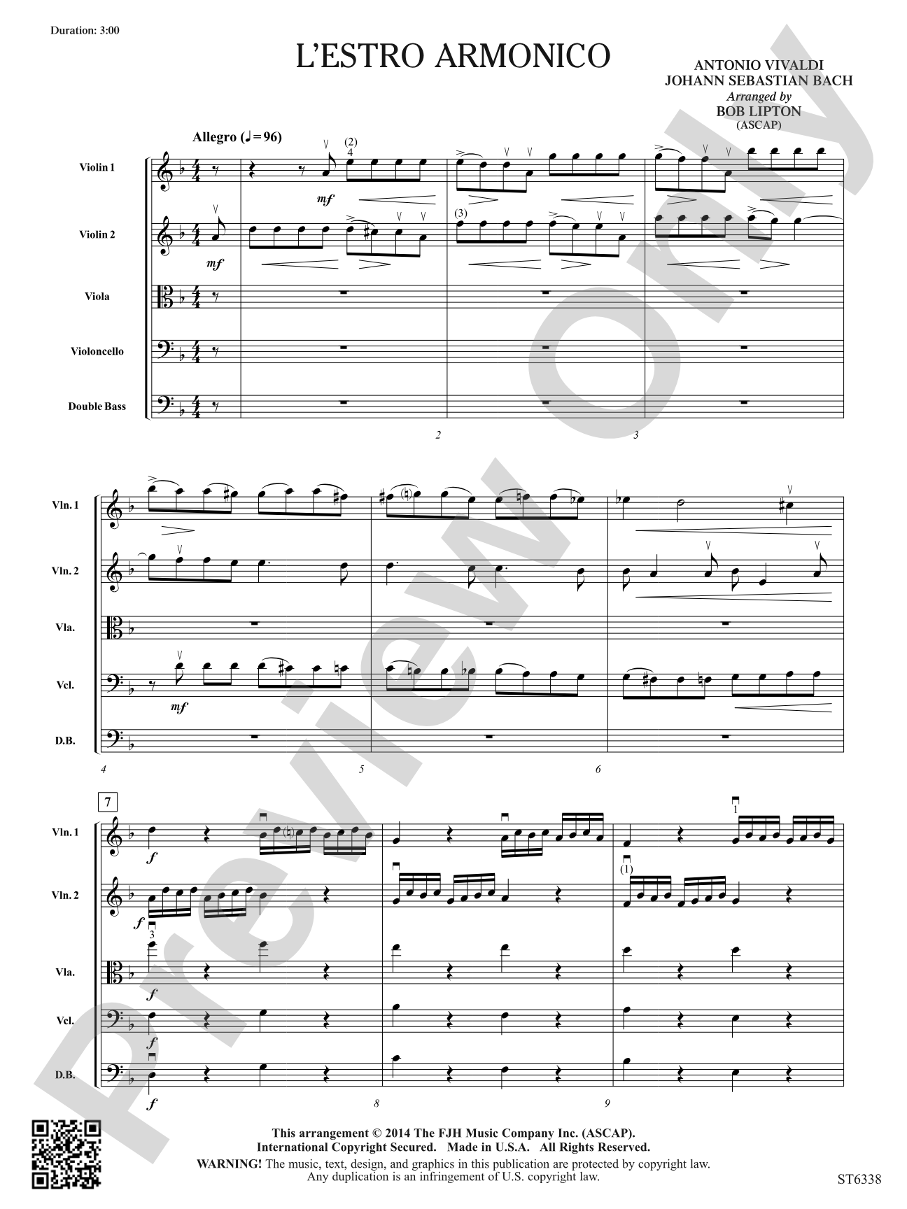 L'estro armonico: String Orchestra Conductor Score & Parts
