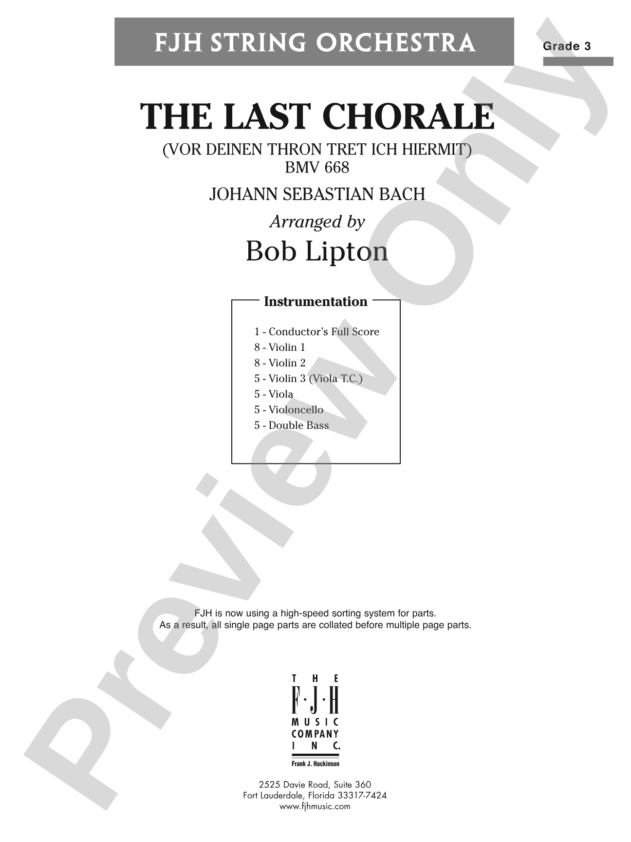 The Last Chorale: String Orchestra Conductor Score & Parts