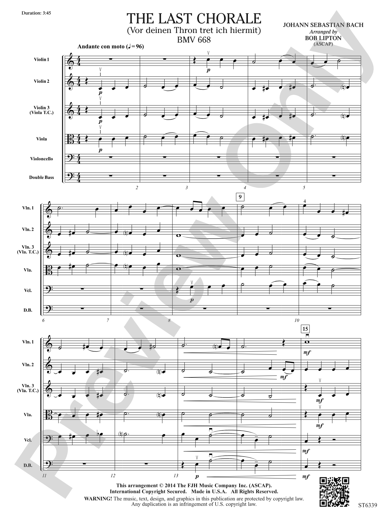 The Last Chorale: String Orchestra Conductor Score & Parts