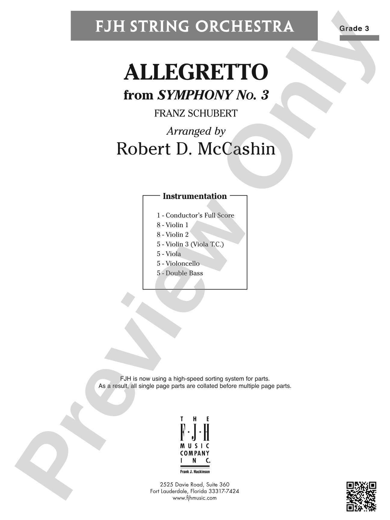 Allegretto from Symphony No 3: String Orchestra Conductor Score & Parts
