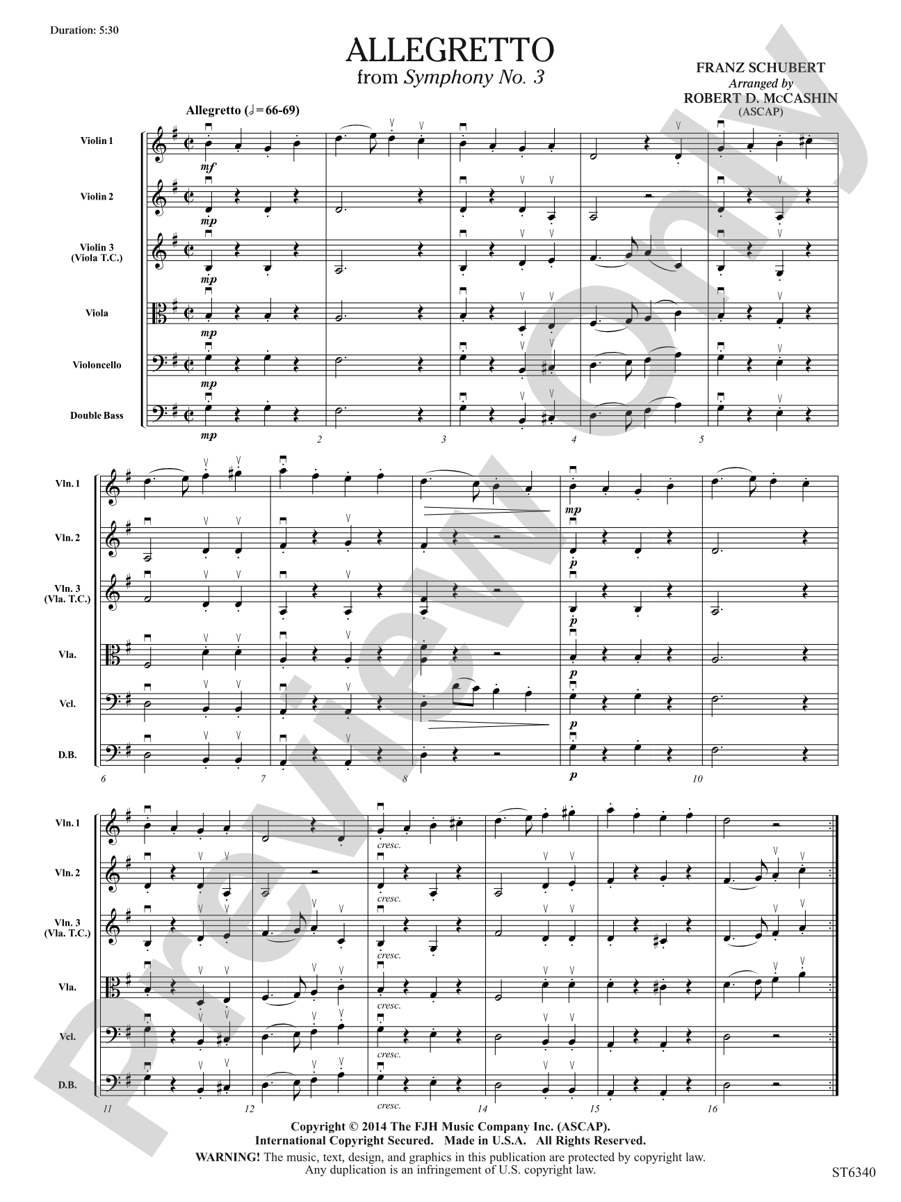 Allegretto from Symphony No 3: String Orchestra Conductor Score & Parts