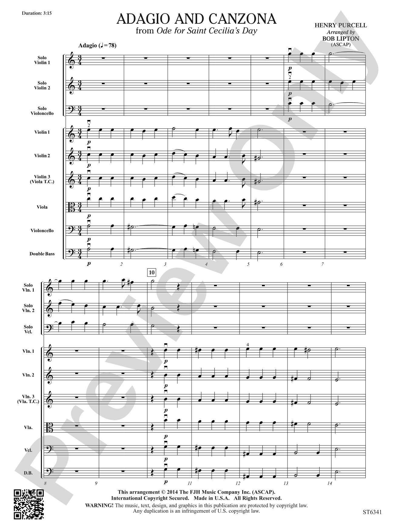 Adagio and Canzona: String Orchestra Conductor Score & Parts