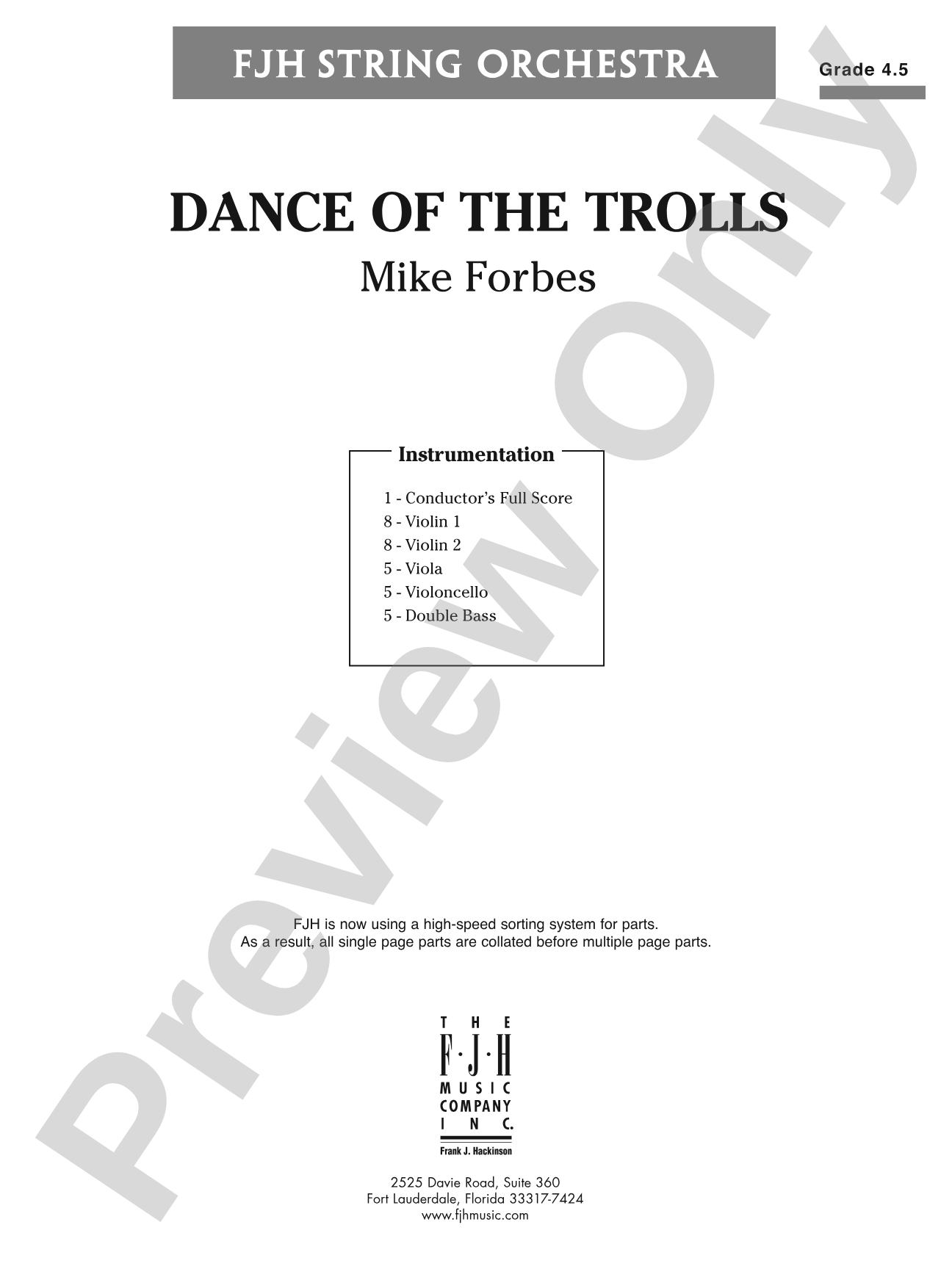 Dance of the Trolls: String Orchestra Conductor Score & Parts
