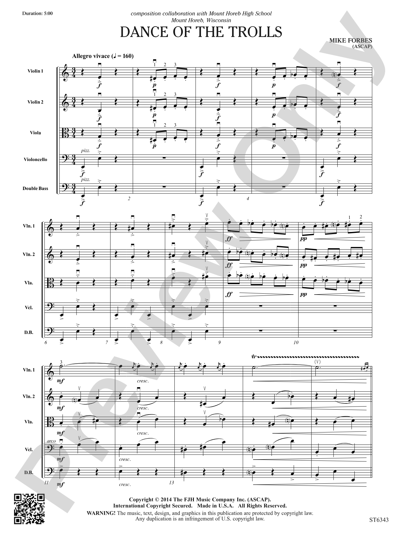 Dance of the Trolls: String Orchestra Conductor Score & Parts